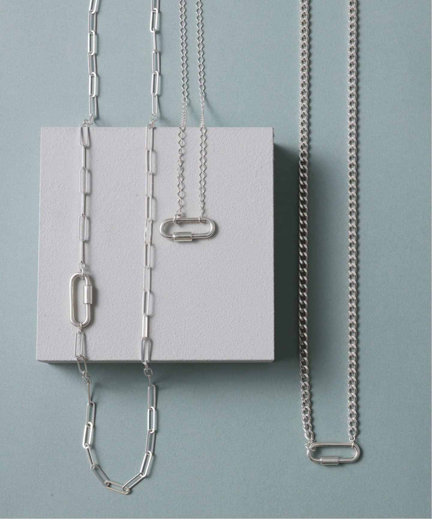 SAMH by LILAS】カラビナシースルーチェーンネックレス SV（ネックレス