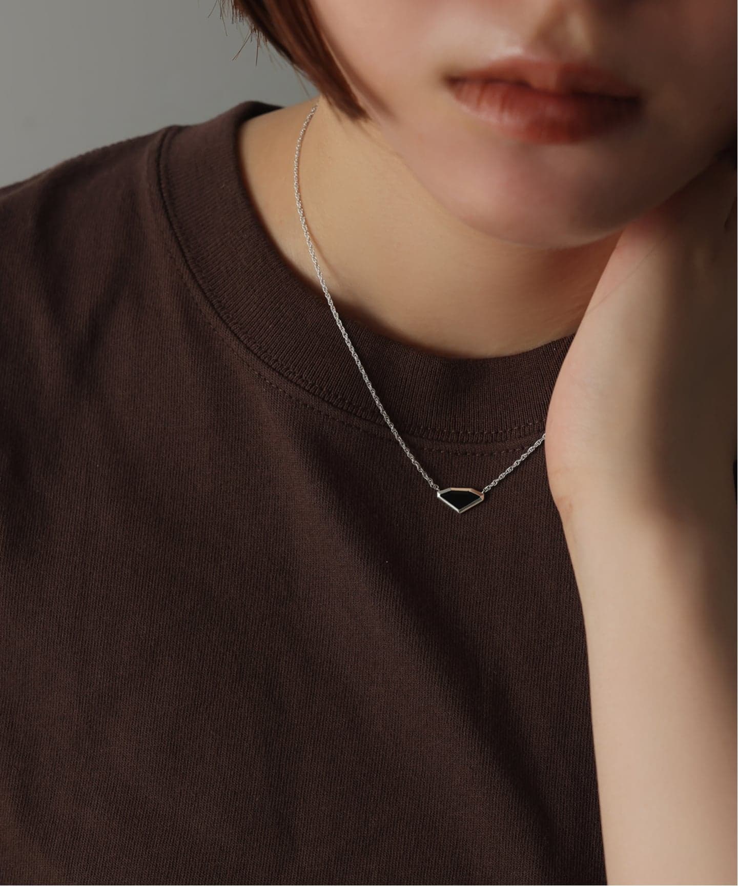 【SAMH by LILAS】ダイヤモンドカットオニキスネックレス SV SAMH by LILAS】ダイヤモンドカットオニキスネックレス SV