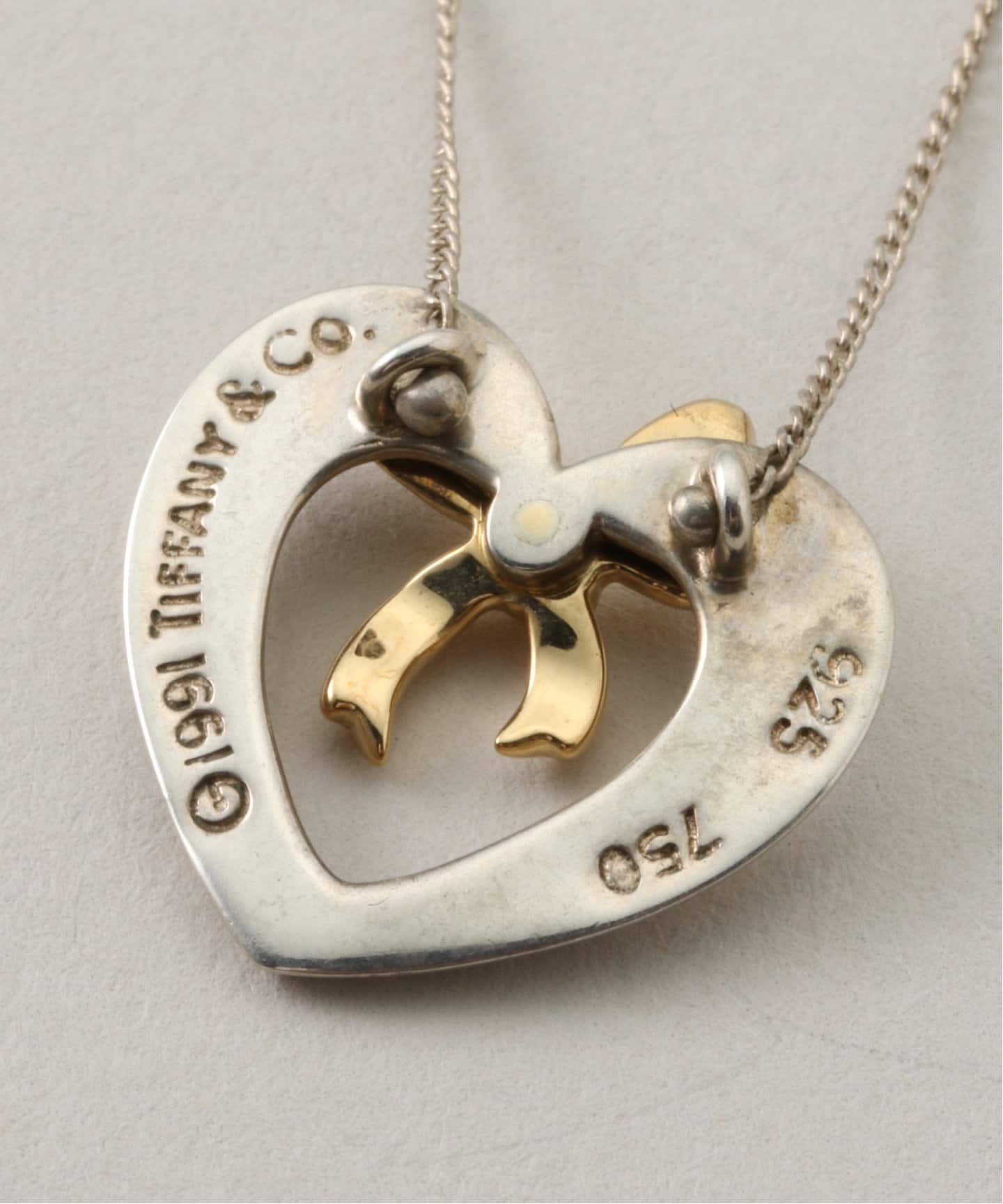 VINTAGE TIFFANY&Co./ティファニー】Heart ribbon necklace m