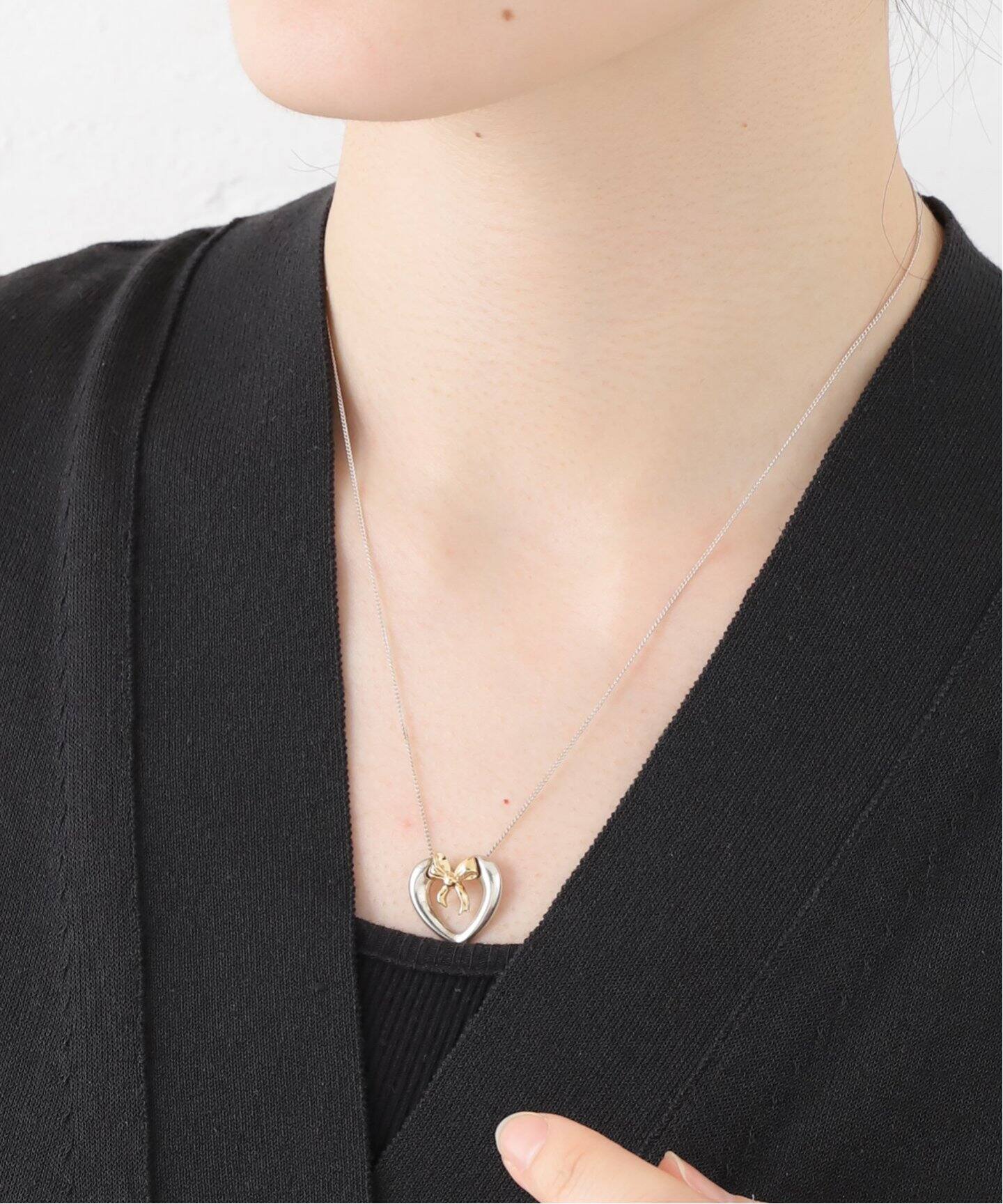 VINTAGE TIFFANY&Co./ティファニー】Heart ribbon necklace m