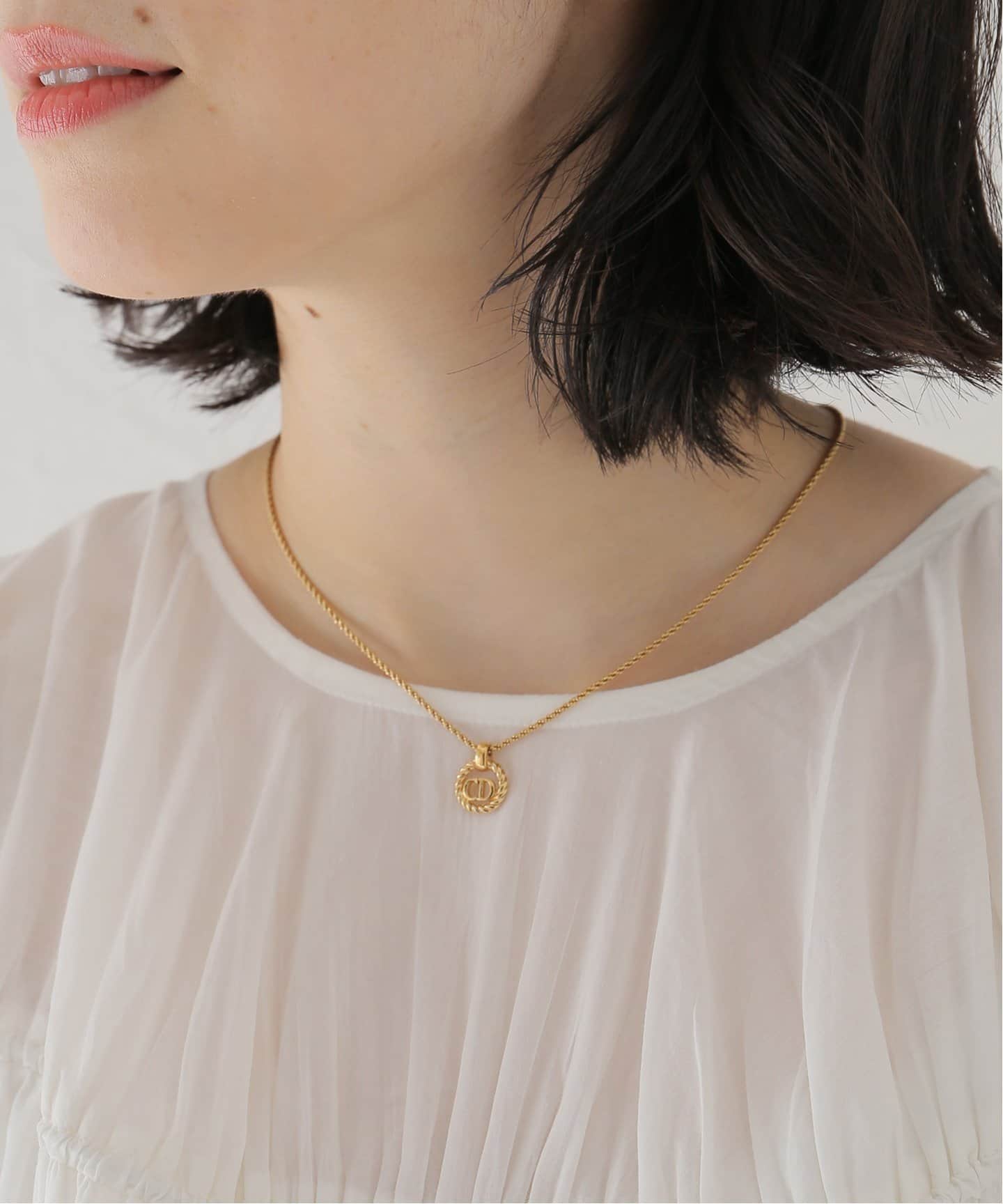 【Vintage Dior】ラウンドロゴ ネックレス　ディオール Dior ロゴ ラウンド ネックレス