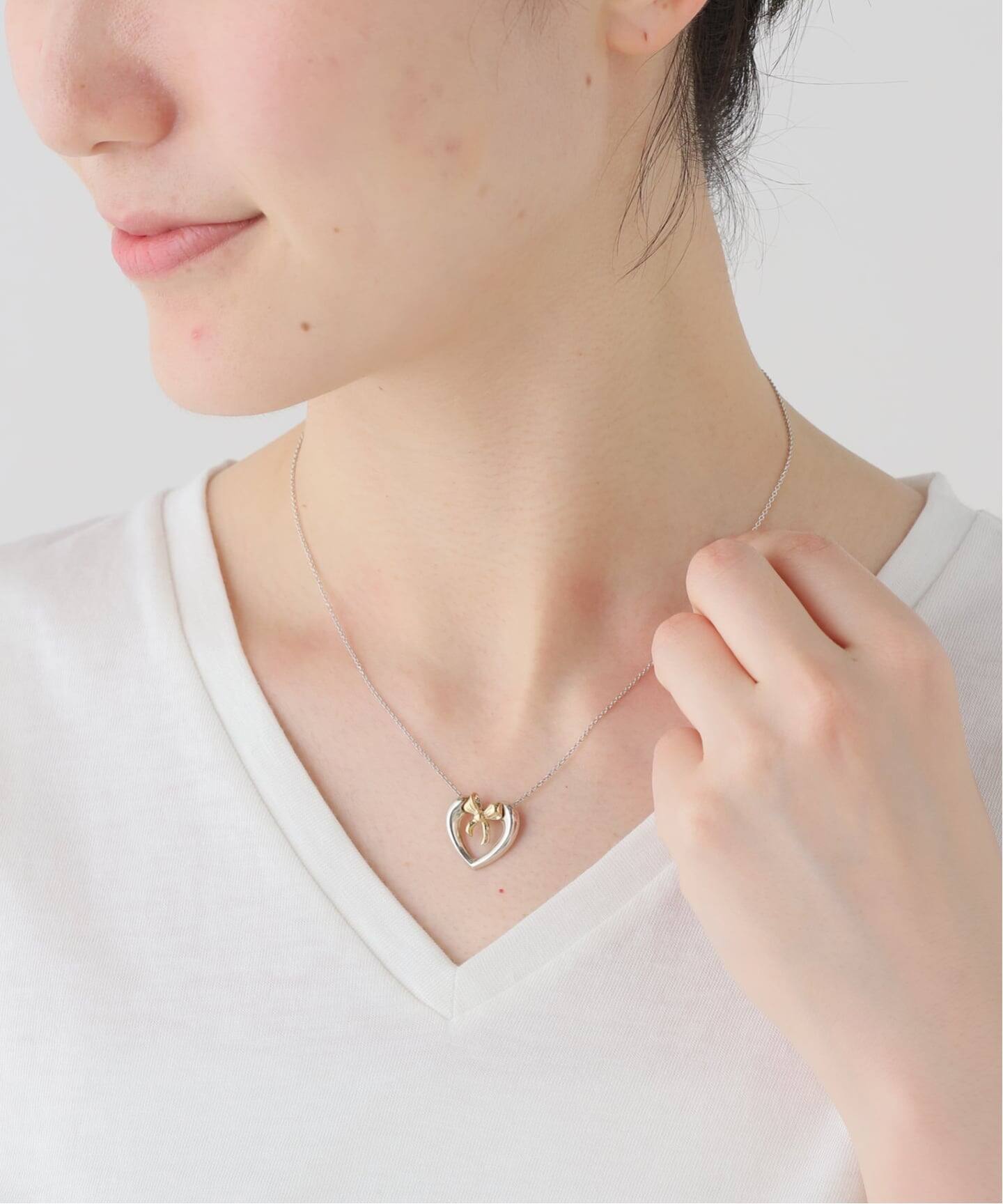 TIFFANY ネックレス（チェーンなし） オープンハート×リボン 1990 VINTAGE TIFFANY&Co./ティファニー】Heart ribbon necklace