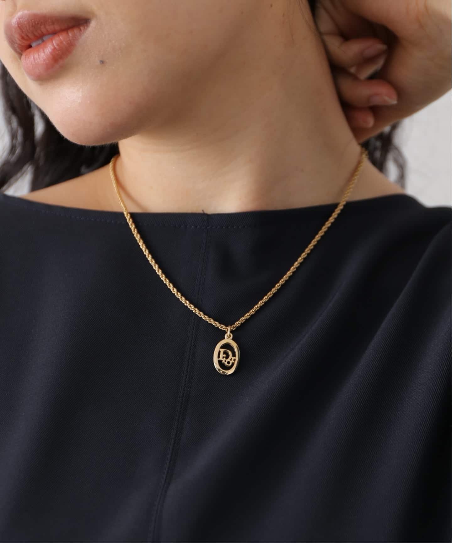 VINTAGE DIOR/ディオール】necklace logo oval（ネックレス
