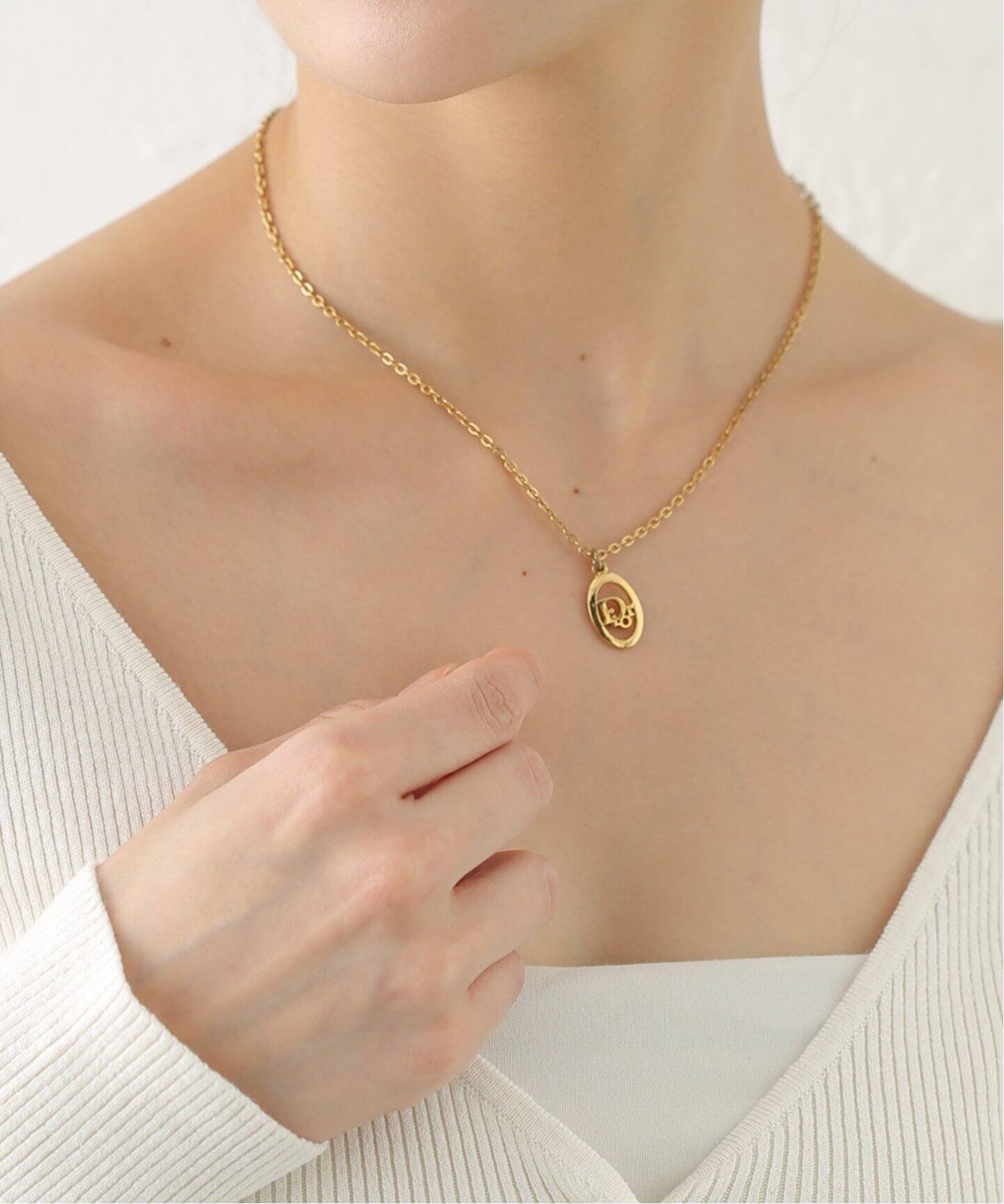 VINTAGE DIOR/ディオール】necklace logo oval（ネックレス