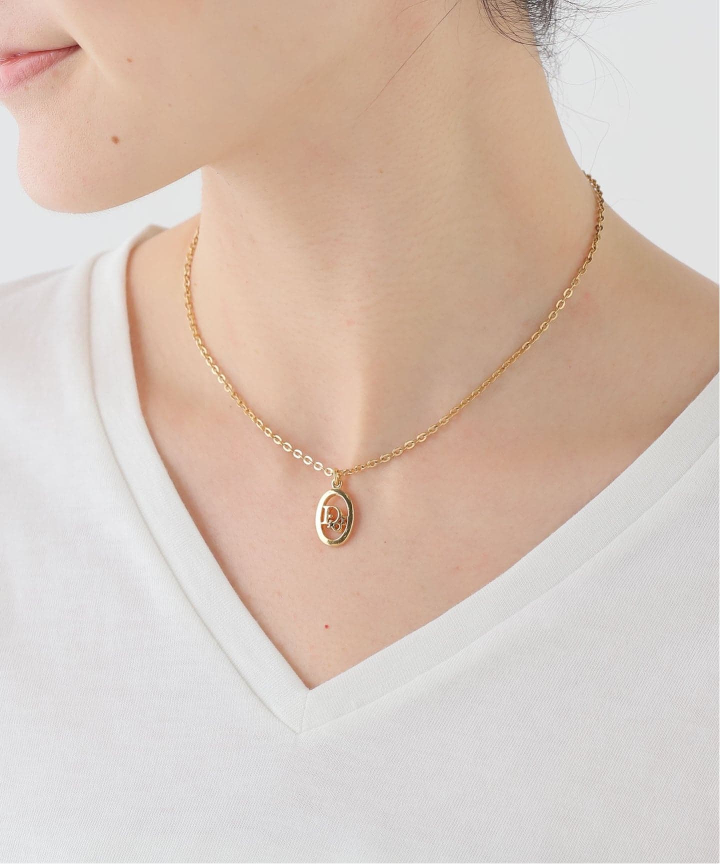 希少 Christian Dior ディオール ネックレス オーバル ロゴ 楕円 VINTAGE DIOR/ディオール】necklace logo oval（ネックレス