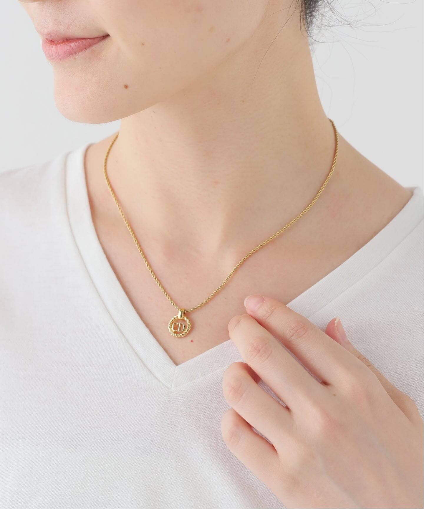 VINTAGE DIOR/ディオール】necklace logo round（ネックレス 