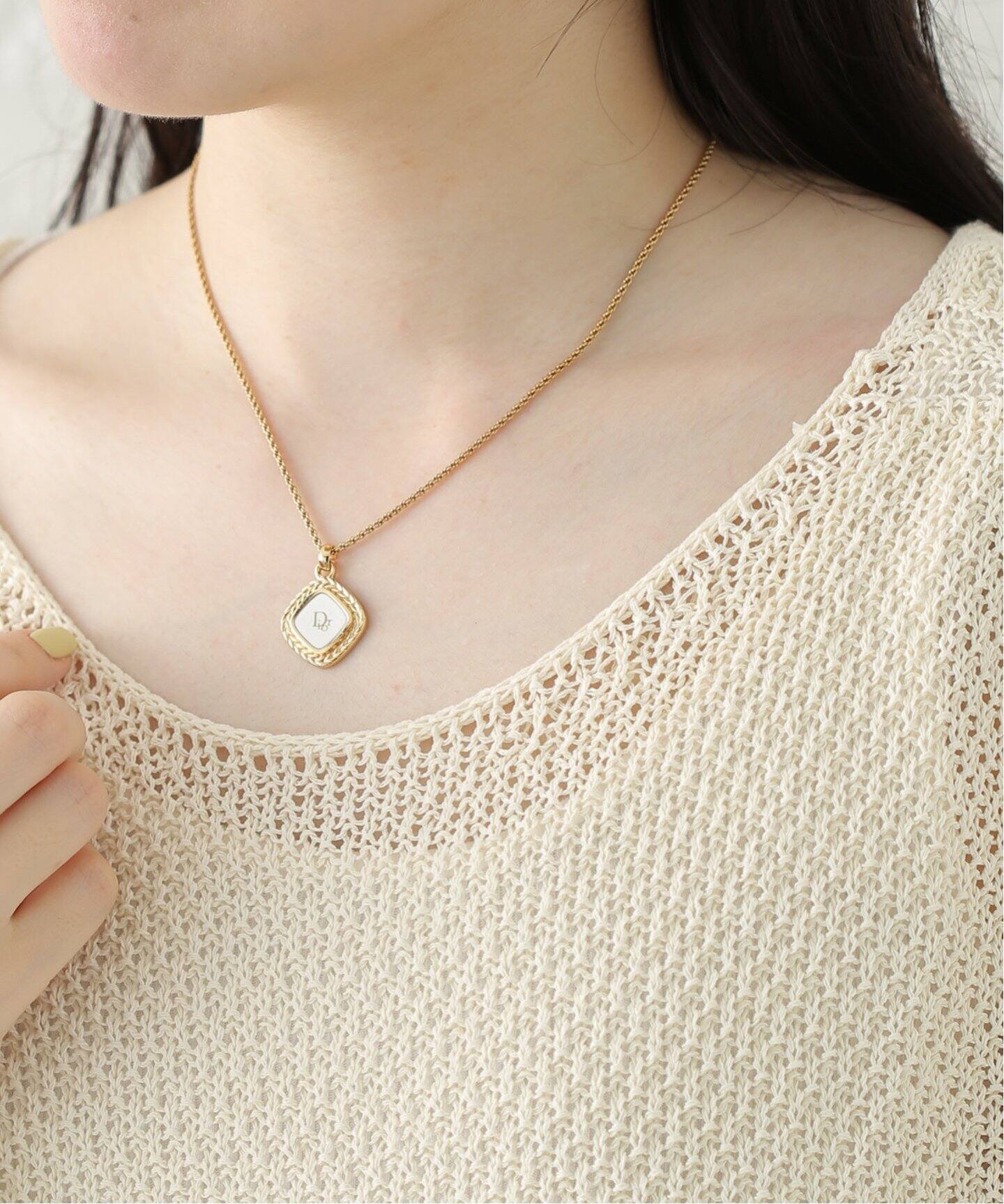 VINTAGE DIOR/ディオール】necklace logo square（ネックレス