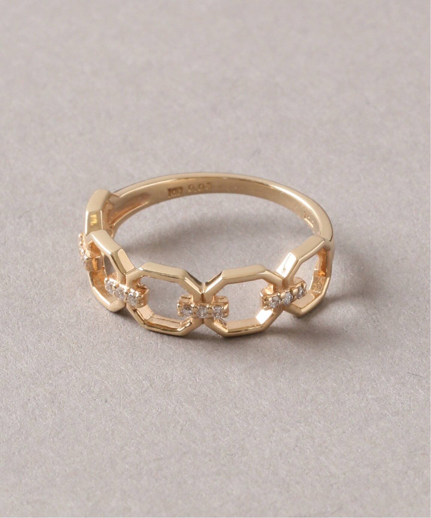 追加》8角ラインモチーフダイヤピンキーリング K10（リング）｜Lilas  