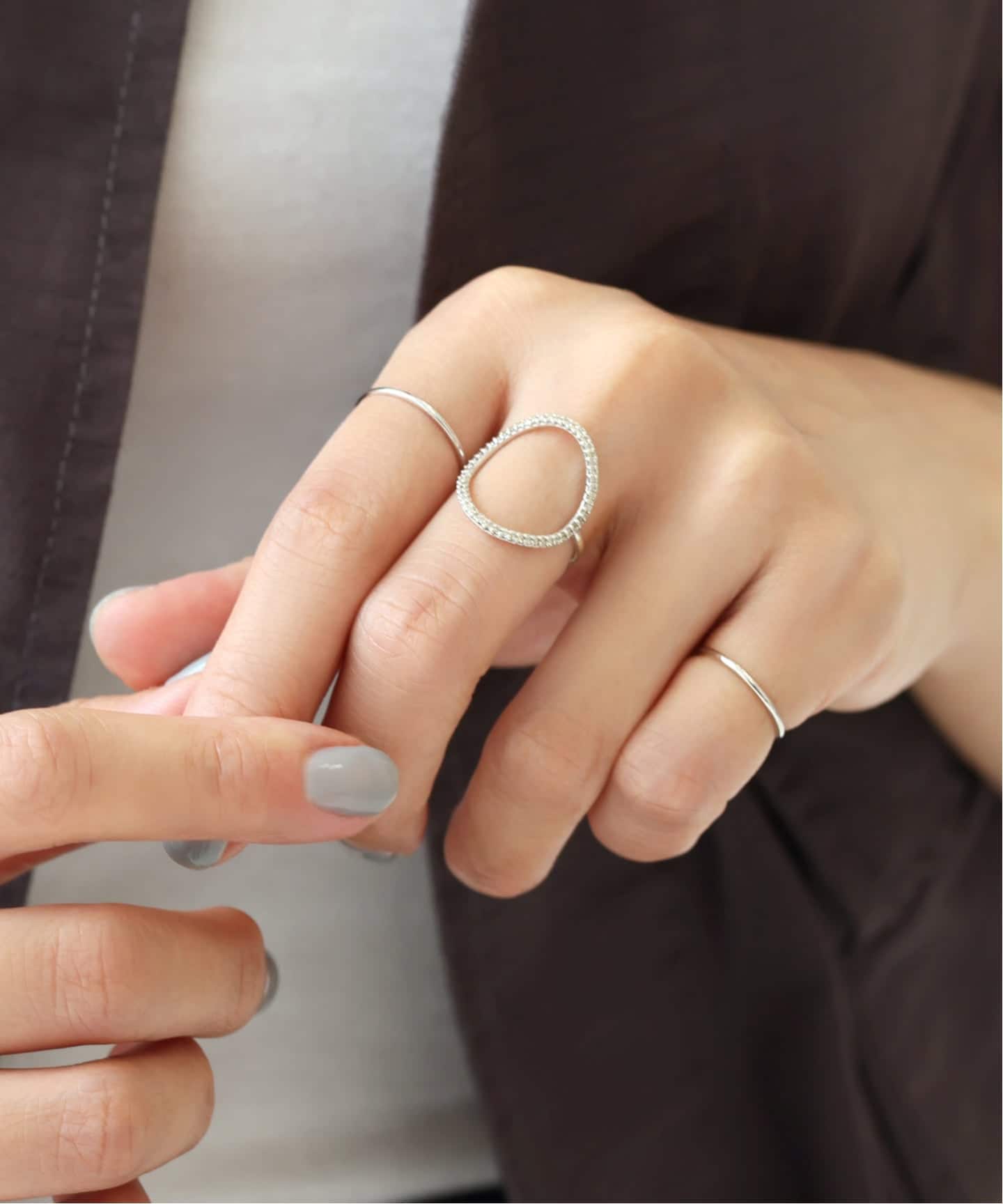 オーバルラインダイヤリングWG K10（リング）｜Lilas（リラ）の