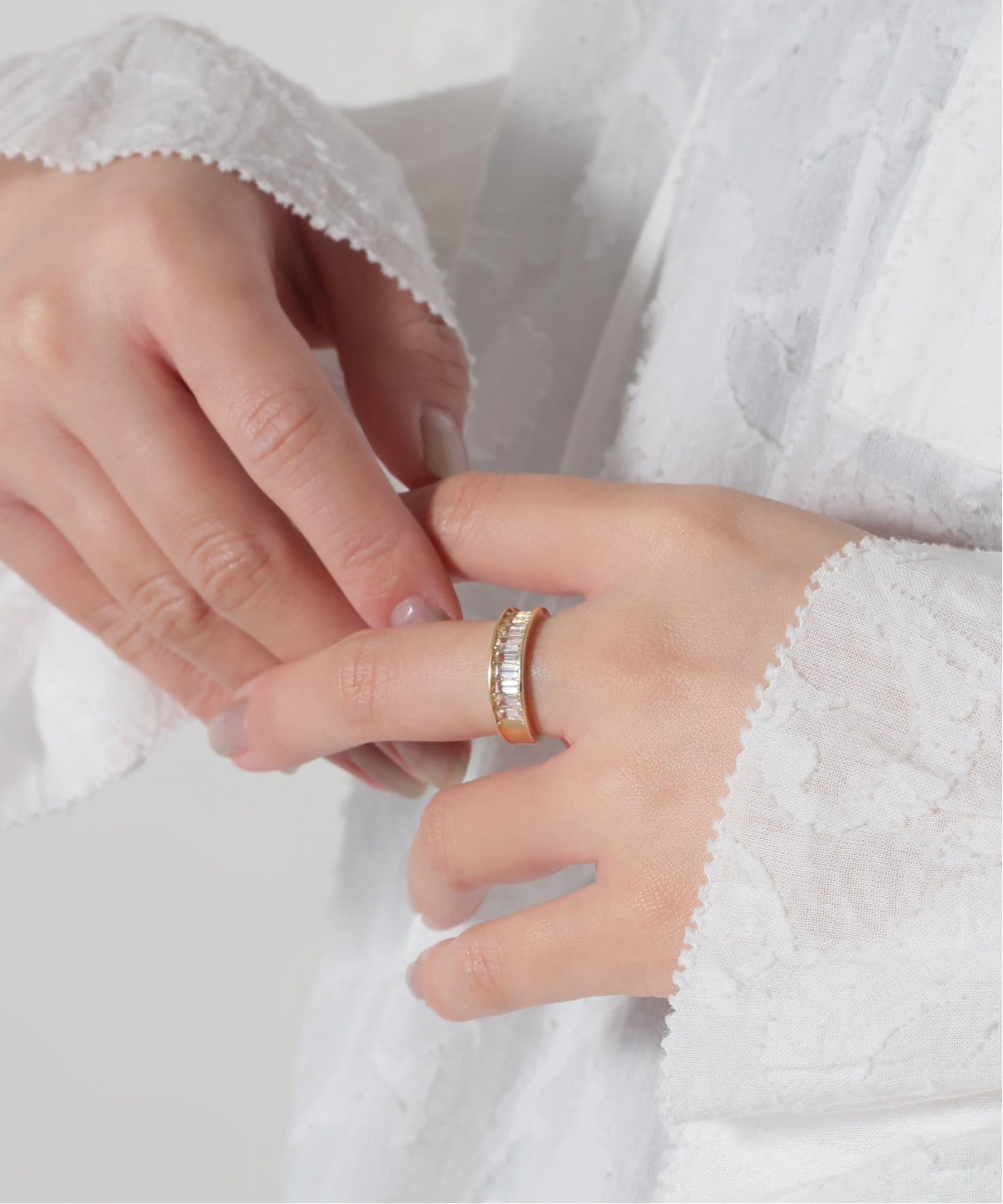 ホワイトトパーズバケット9ピースリング K10（リング）｜Lilas（リラ