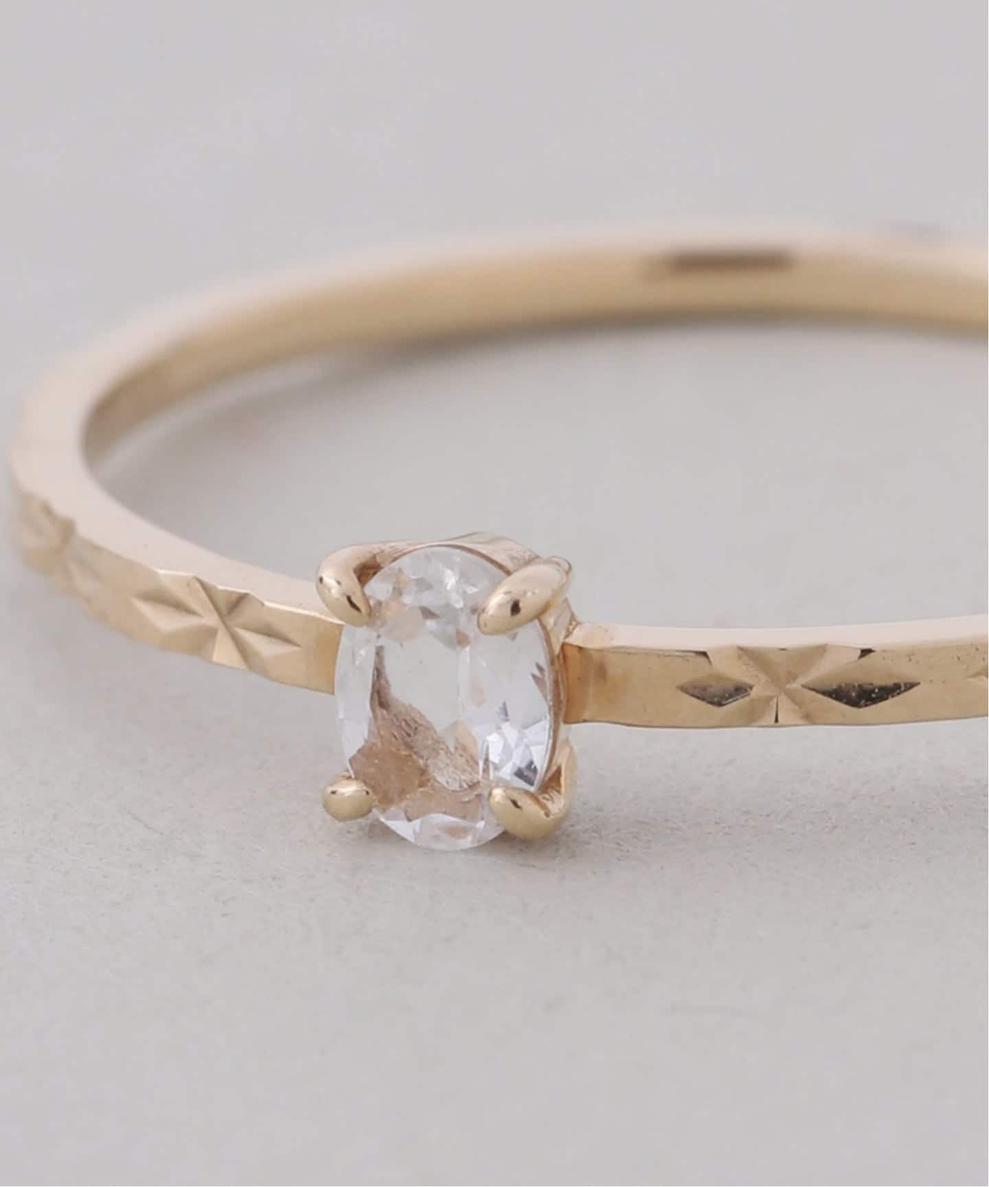 10号ホワイトトパーズクッションカットリング K10YG レイヤード ムーンストーン/ホワイトトパーズ リング