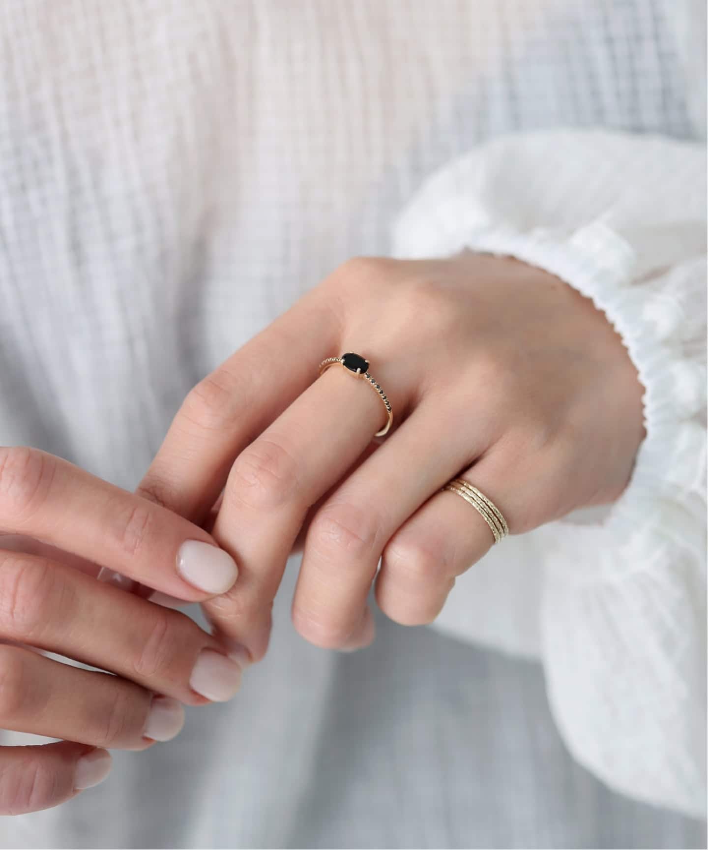 Lilasオーバルオニキスメレブラックダイヤリング 15号 OVオニキスメレブラックダイヤリング K10（リング）｜Lilas（リラ）の