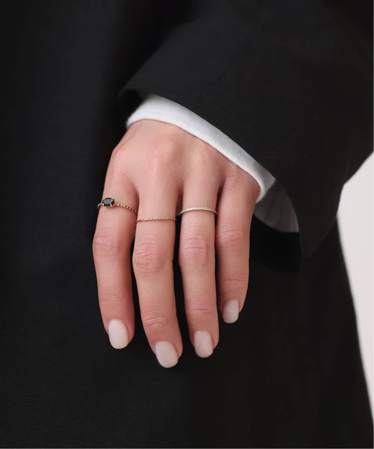 Lilasオーバルオニキスメレブラックダイヤリング 15号 OVオニキスメレブラックダイヤリング K10（リング）｜Lilas（リラ）の