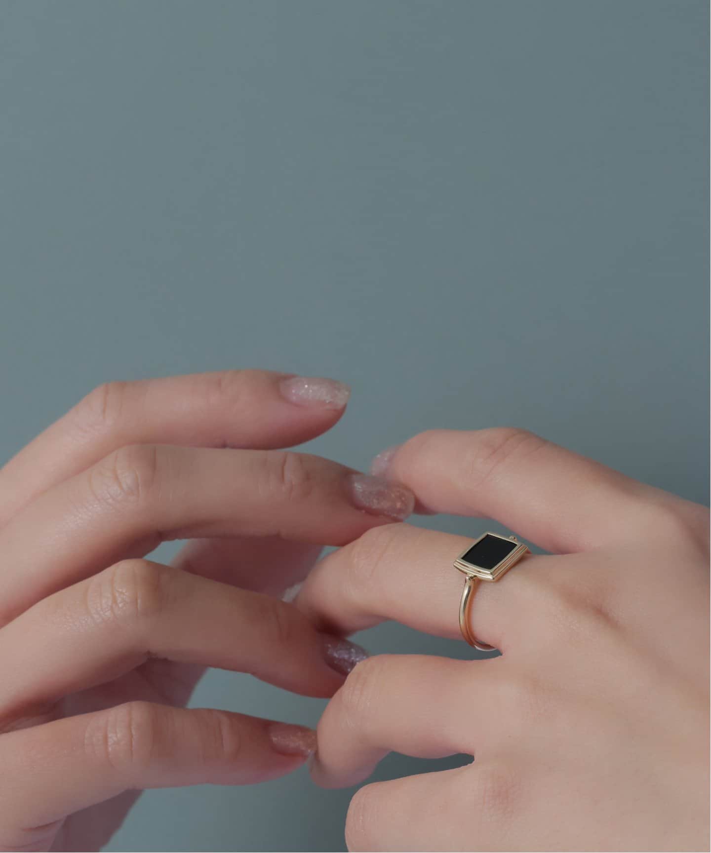 WEB限定》スライスオニキススクエアリング K10（リング）｜Lilas