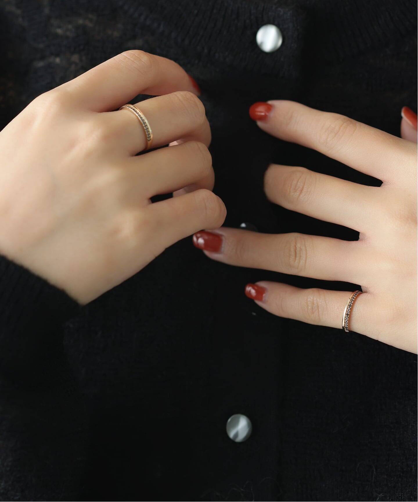 ダブルラインダイヤピンキーリング K10（リング）｜Lilas（リラ）の