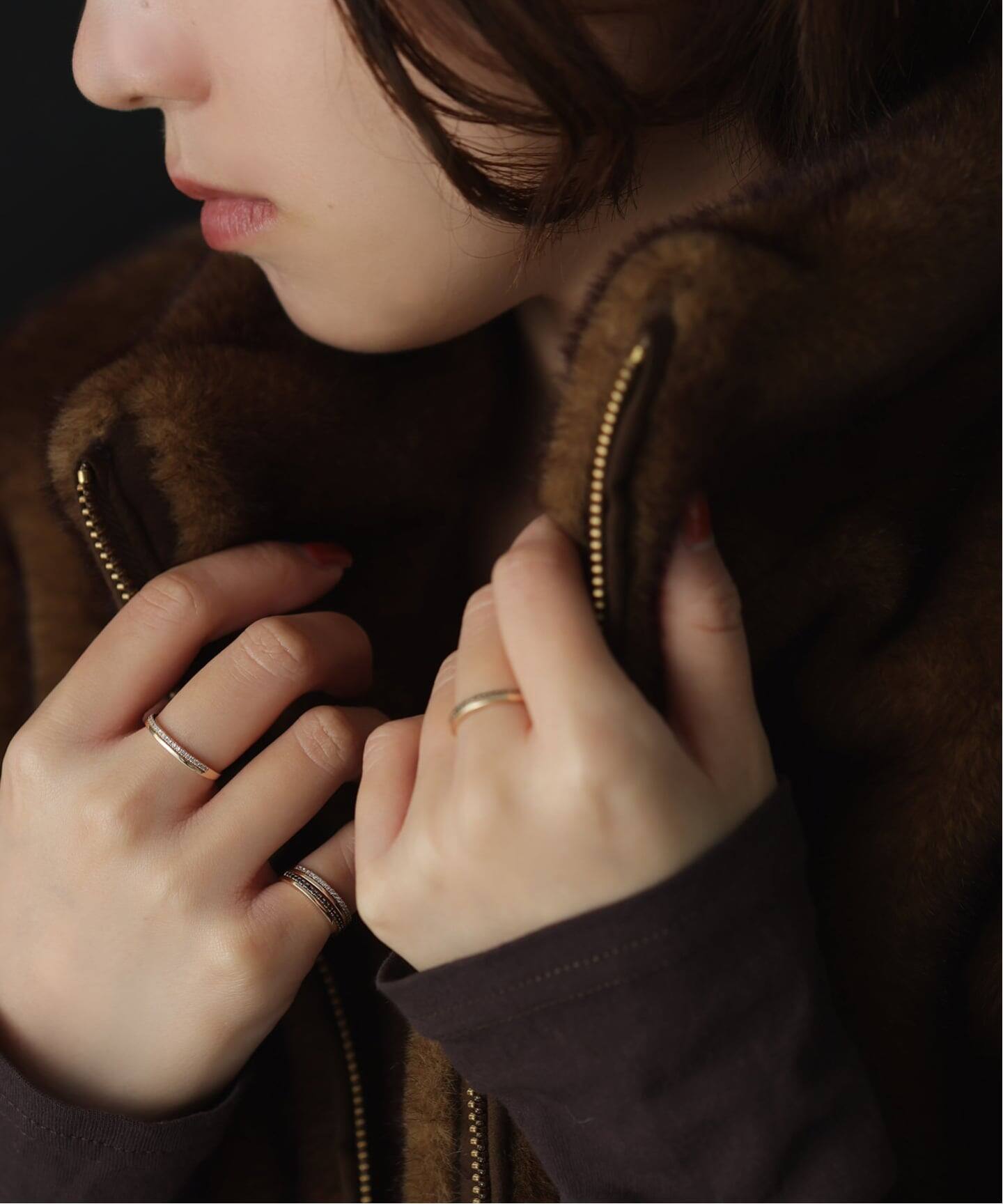 ☆Lilas 8角ラインモチーフダイヤピンキーリング K10 新品 5号 10k 追加》8角ラインモチーフダイヤピンキーリング K10（リング