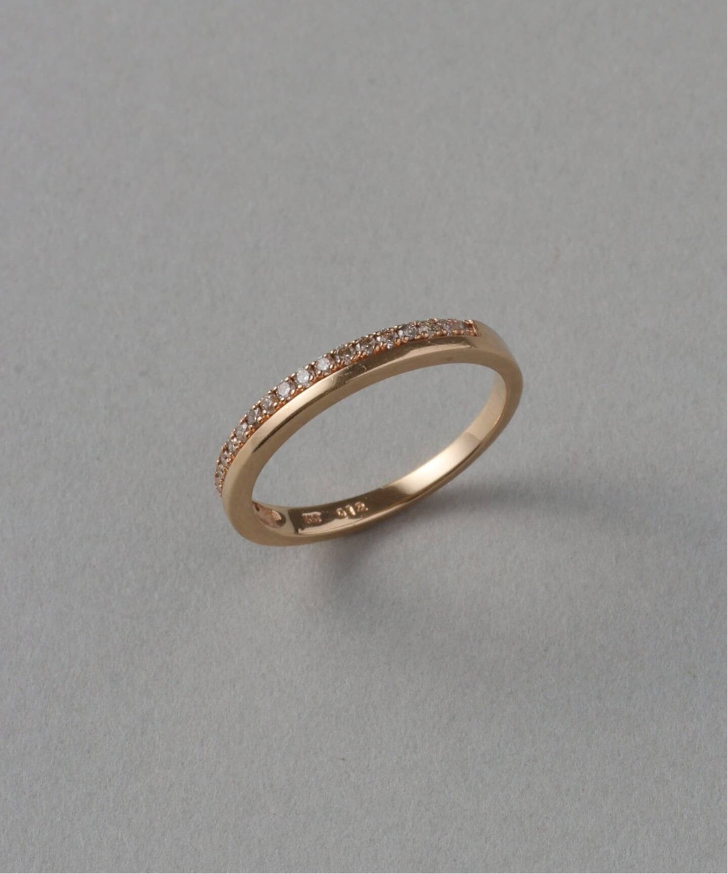 【Lilas】 ダイヤダブルサークルモチーフリング K10 13号 ダイヤダブルサークルモチーフリング K10 ダブルラインダイヤピンキー