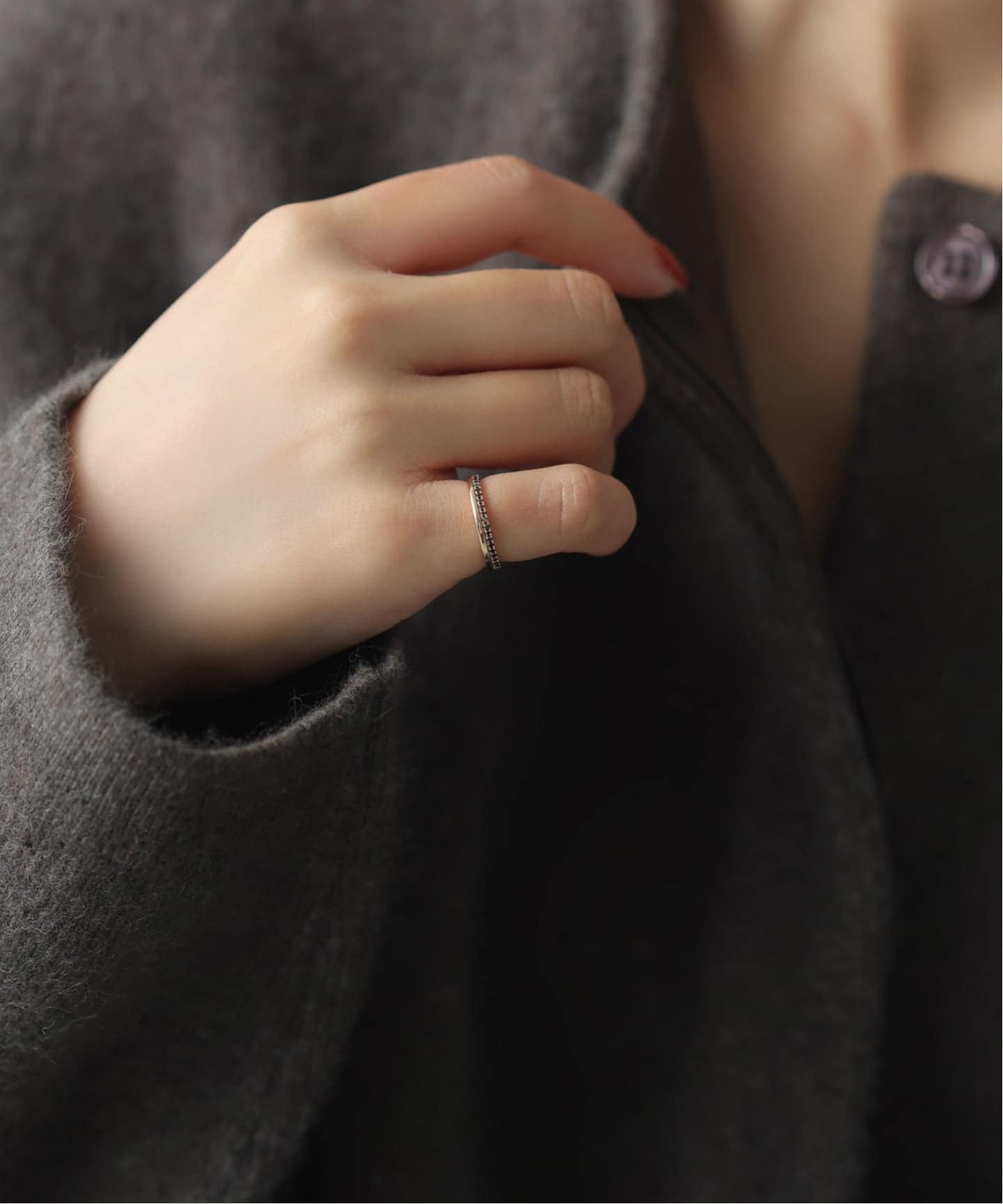 Lilas　ブラックダイヤハーフエタニティーピンキーリング K10　3号 Lilas 指輪 リング ブラックダイヤハーフエタニティーピンキー