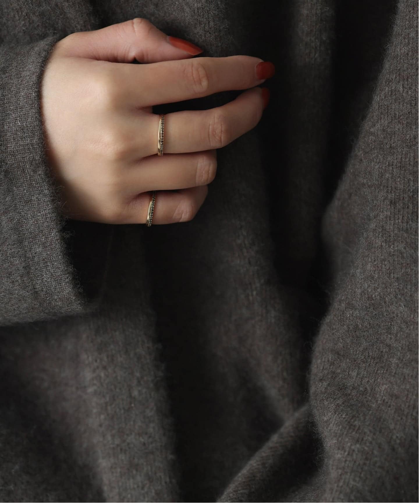 WEB限定予約》ダブルラインブラックダイヤピンキーリング K10