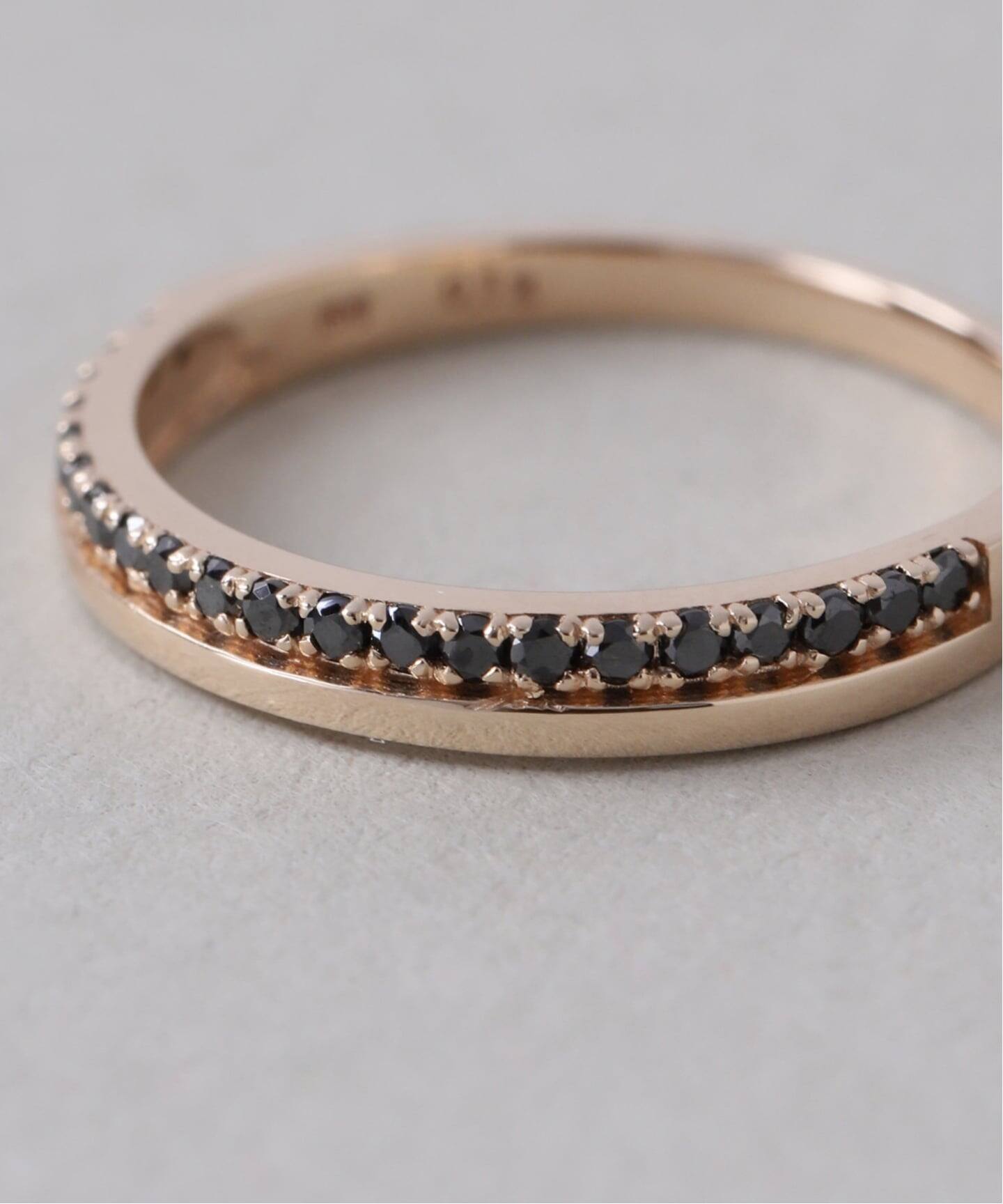 WEB限定》ダブルラインブラックダイヤピンキーリング K10（リング