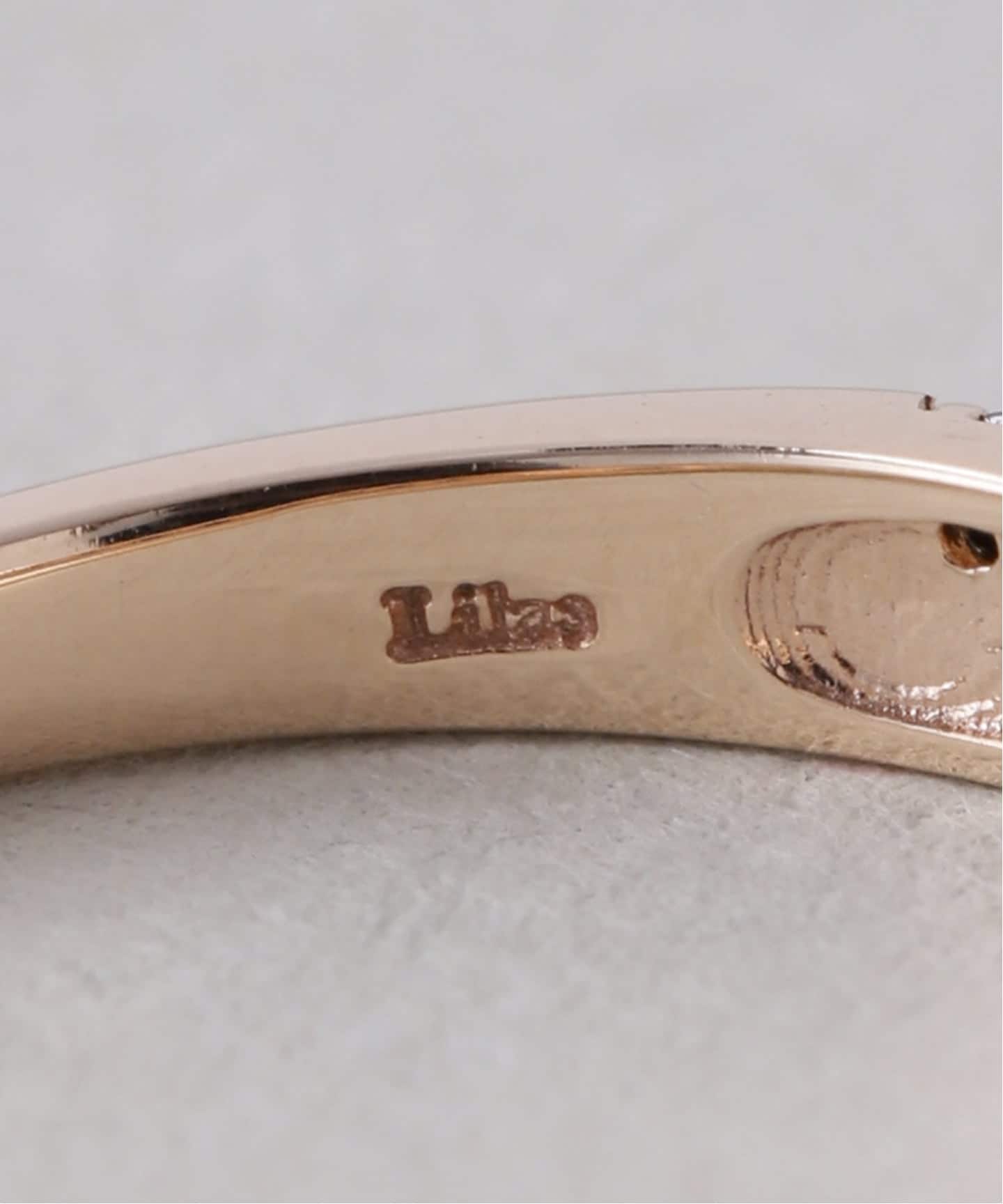 WEB限定》ダブルラインブラックダイヤピンキーリング K10（リング