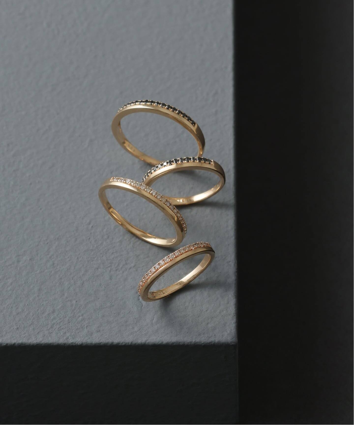 ダブルラインブラックダイヤリング K10（リング）｜Lilas（リラ）の