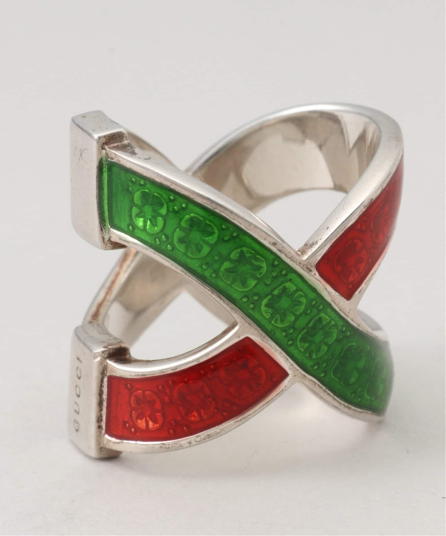 GUCCI グッチ】 Enamel cross RG(red green)（リング）｜WORLDLY-WISE