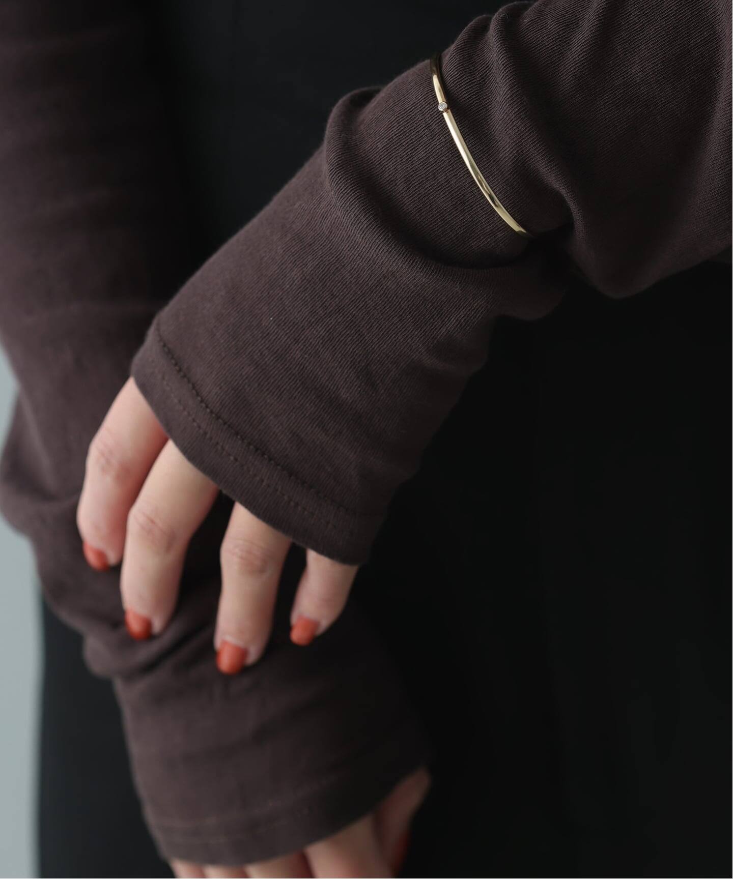 バ*プ様 Lilasチェーンダイヤバーパイプバングル K10spick&span チェーンダイヤバーパイプバングル K10（ブレスレット・バングル