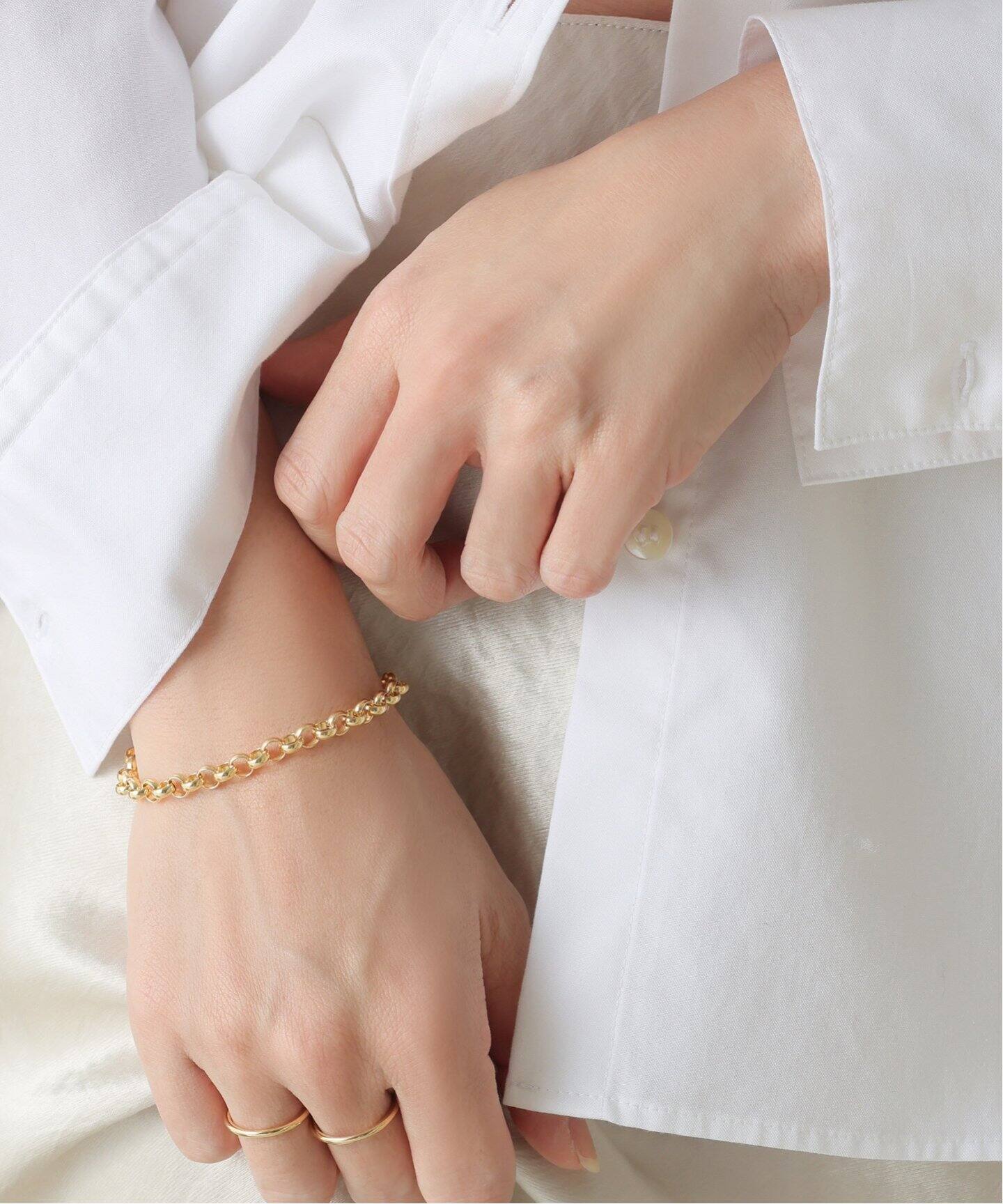 WEB限定》hollowワイドサークルチェーンブレスレット K18  