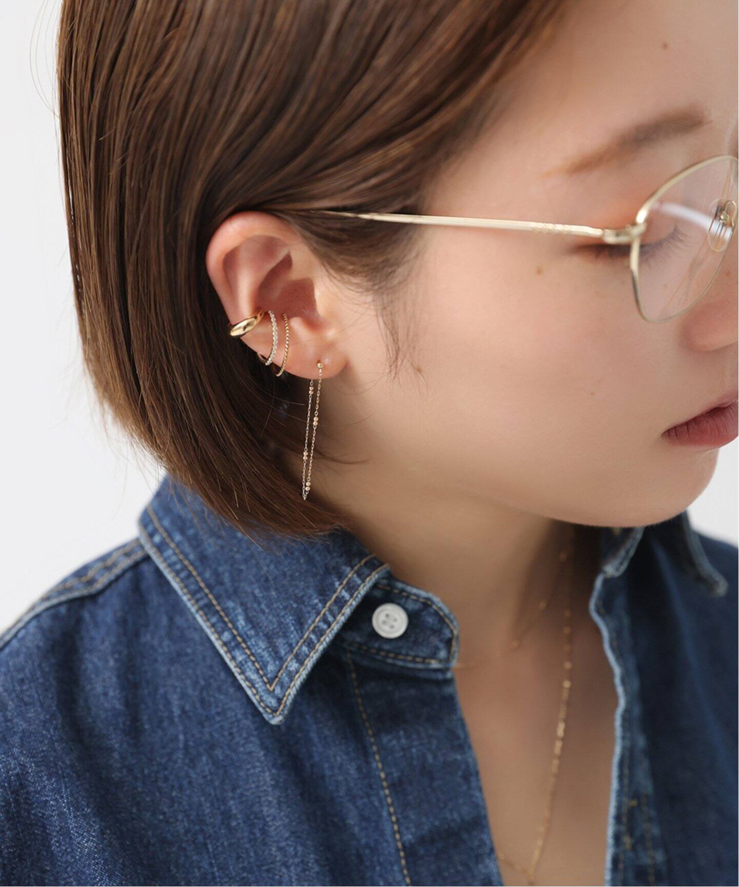 追加》オーバルダイヤエタニティーイヤーカフ K10（片耳）（イヤーカフ  