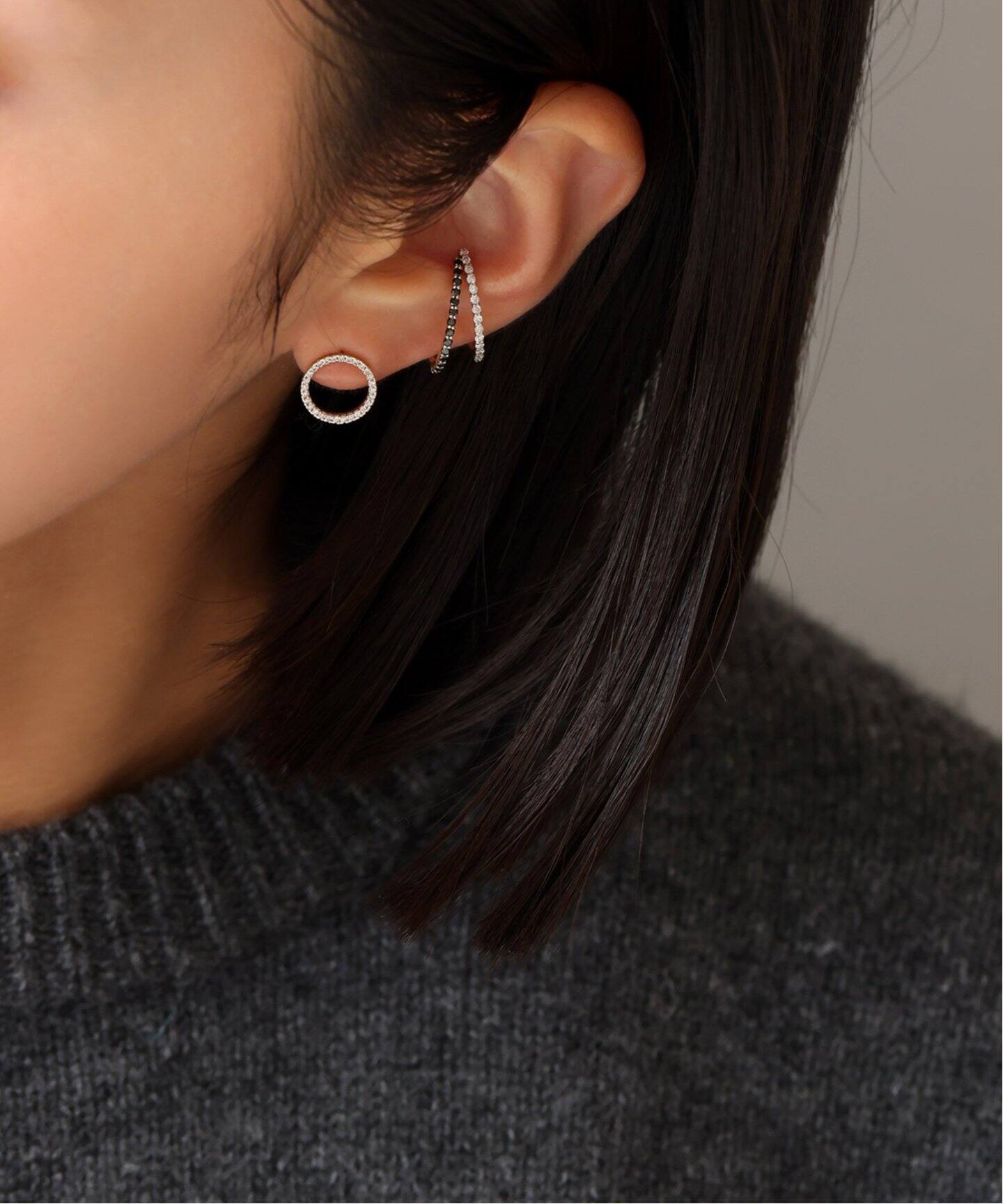 追加》オーバルダイヤエタニティーイヤーカフ K10（片耳）（イヤーカフ  