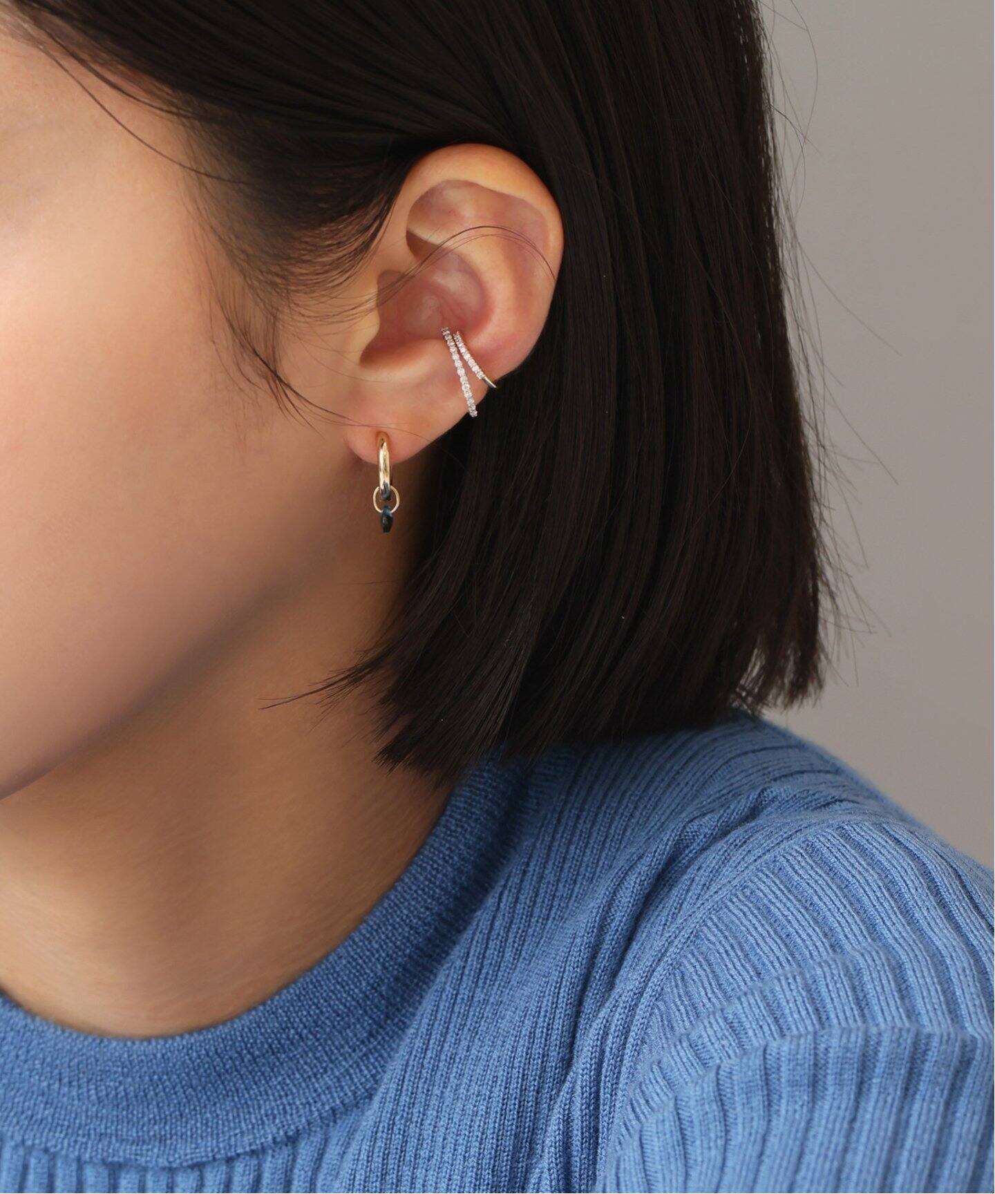 追加》オーバルダイヤエタニティーイヤーカフ K10（片耳）（イヤーカフ  