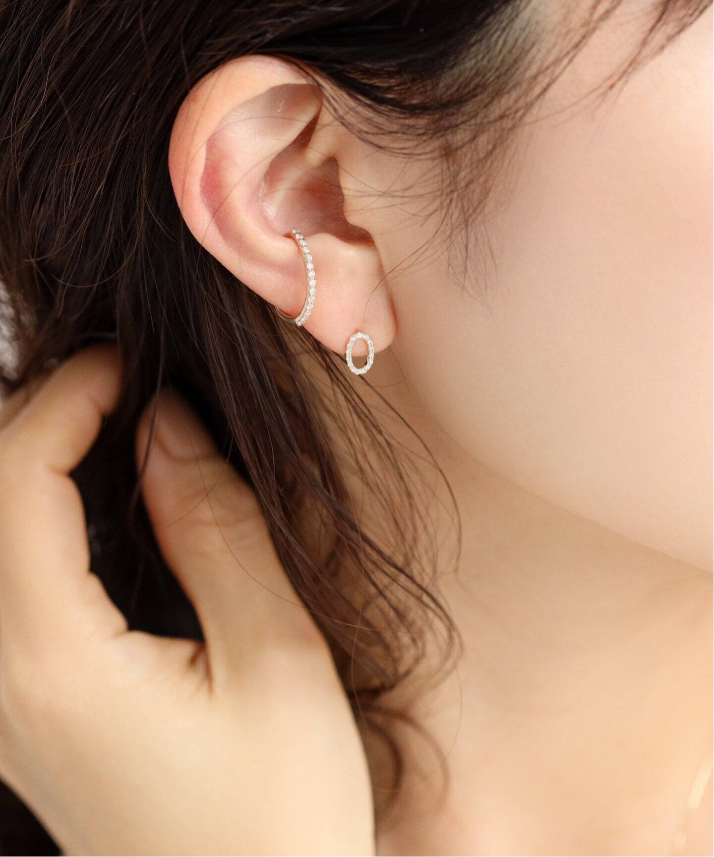 追加》オーバルダイヤエタニティーイヤーカフ K10（片耳）（イヤーカフ  