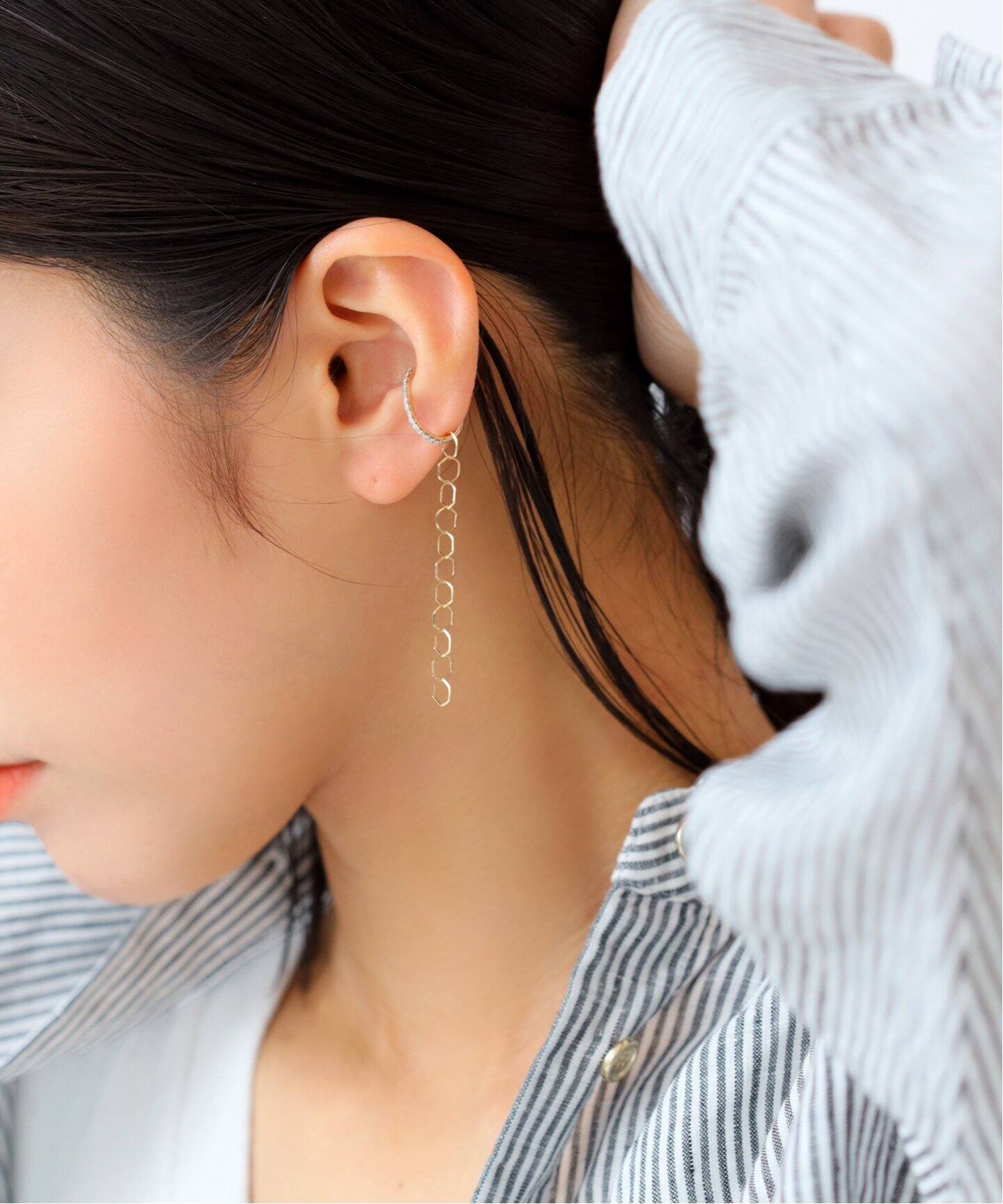 追加》オーバルダイヤエタニティーイヤーカフ K10（片耳）（イヤーカフ  