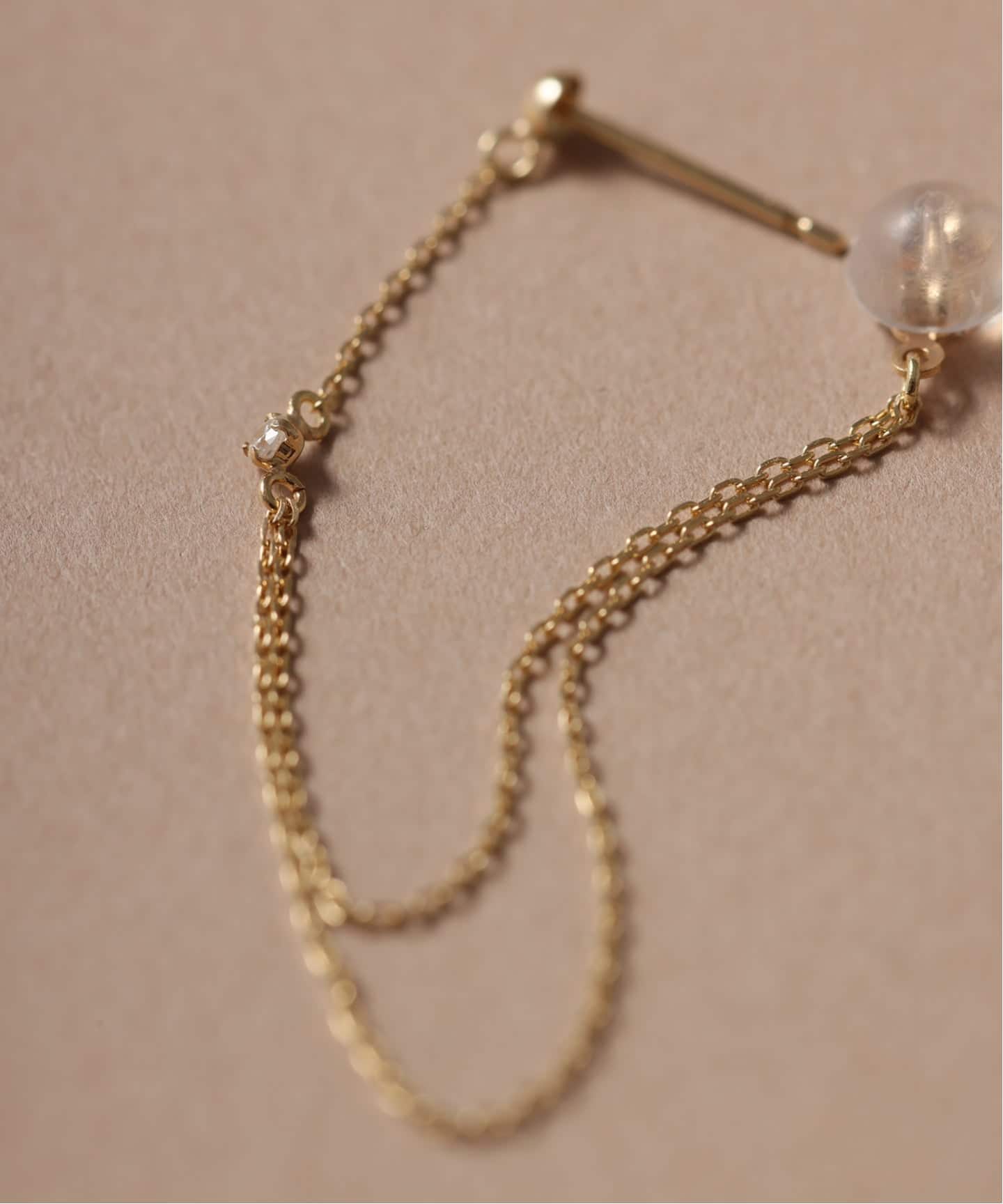WEB限定》デュアルチェーンダイヤピアス K10（両耳）（ピアス（両耳用