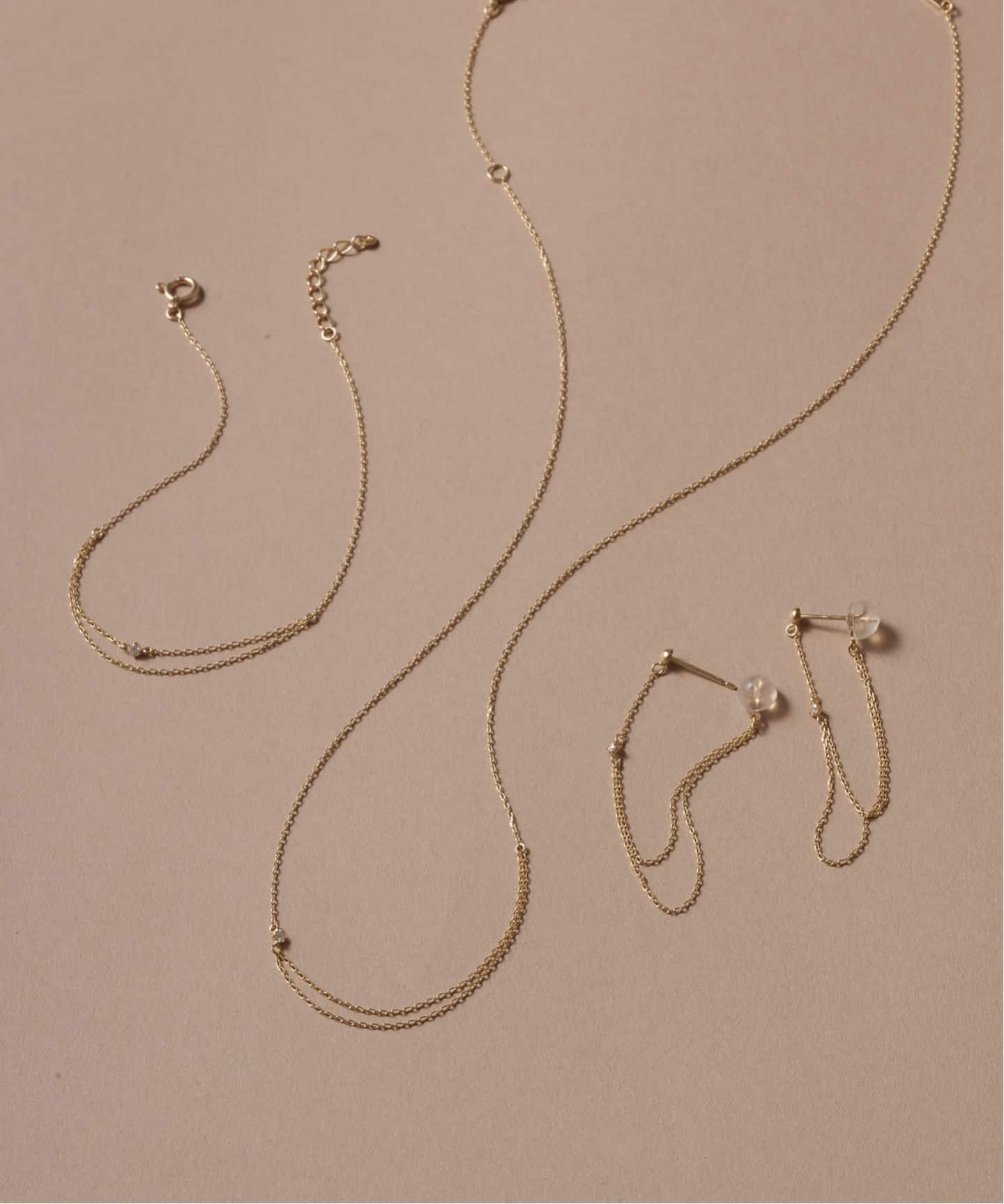 WEB限定》デュアルチェーンダイヤピアス K10（両耳）（ピアス（両耳用