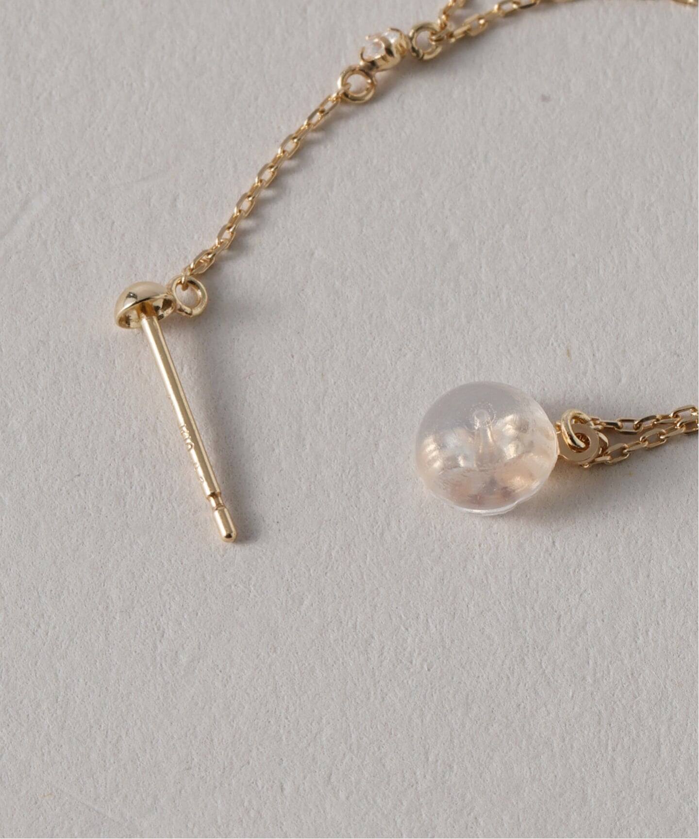 WEB限定》デュアルチェーンダイヤピアス K10（両耳）（ピアス（両耳用