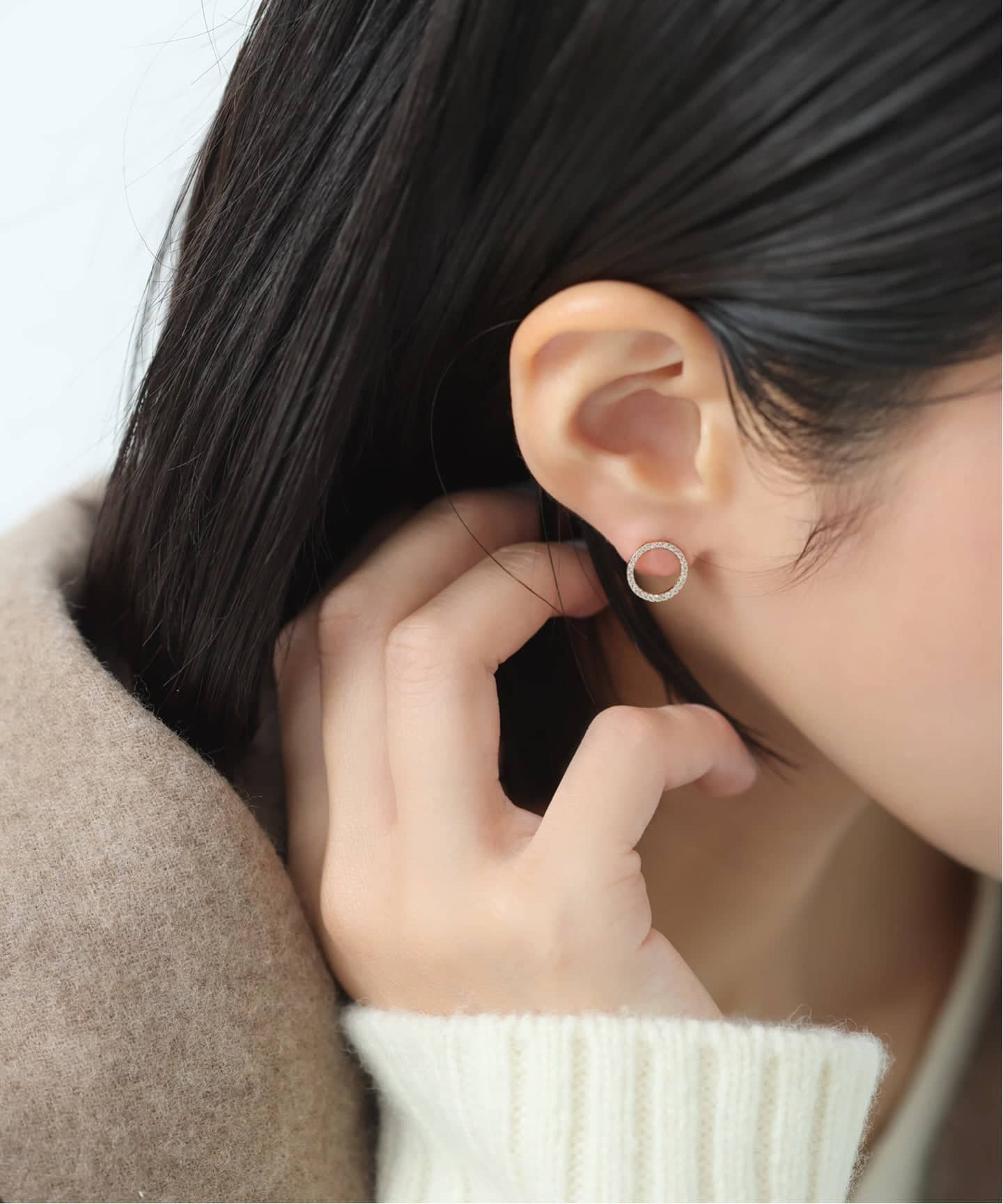 Lilas K10YG AG2㎝サークルピアス Lilas K10YG AG2㎝サークルピアス