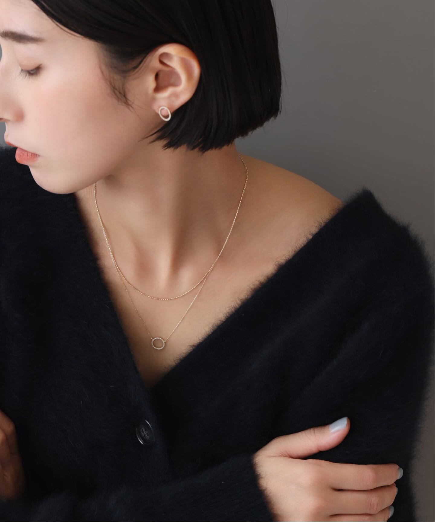 K10☆サークルダイヤピアス片耳 サークルダイヤピアス K10（両耳）（ピアス（両耳用））｜Lilas