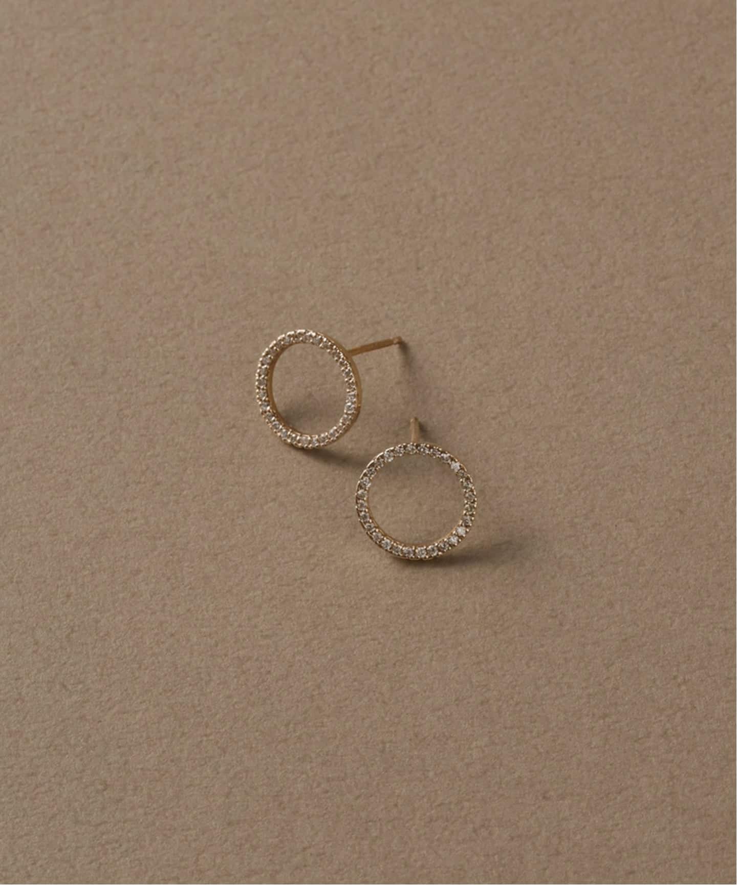 サークルダイヤピアス K10（両耳）（ピアス（両耳用））｜Lilas
