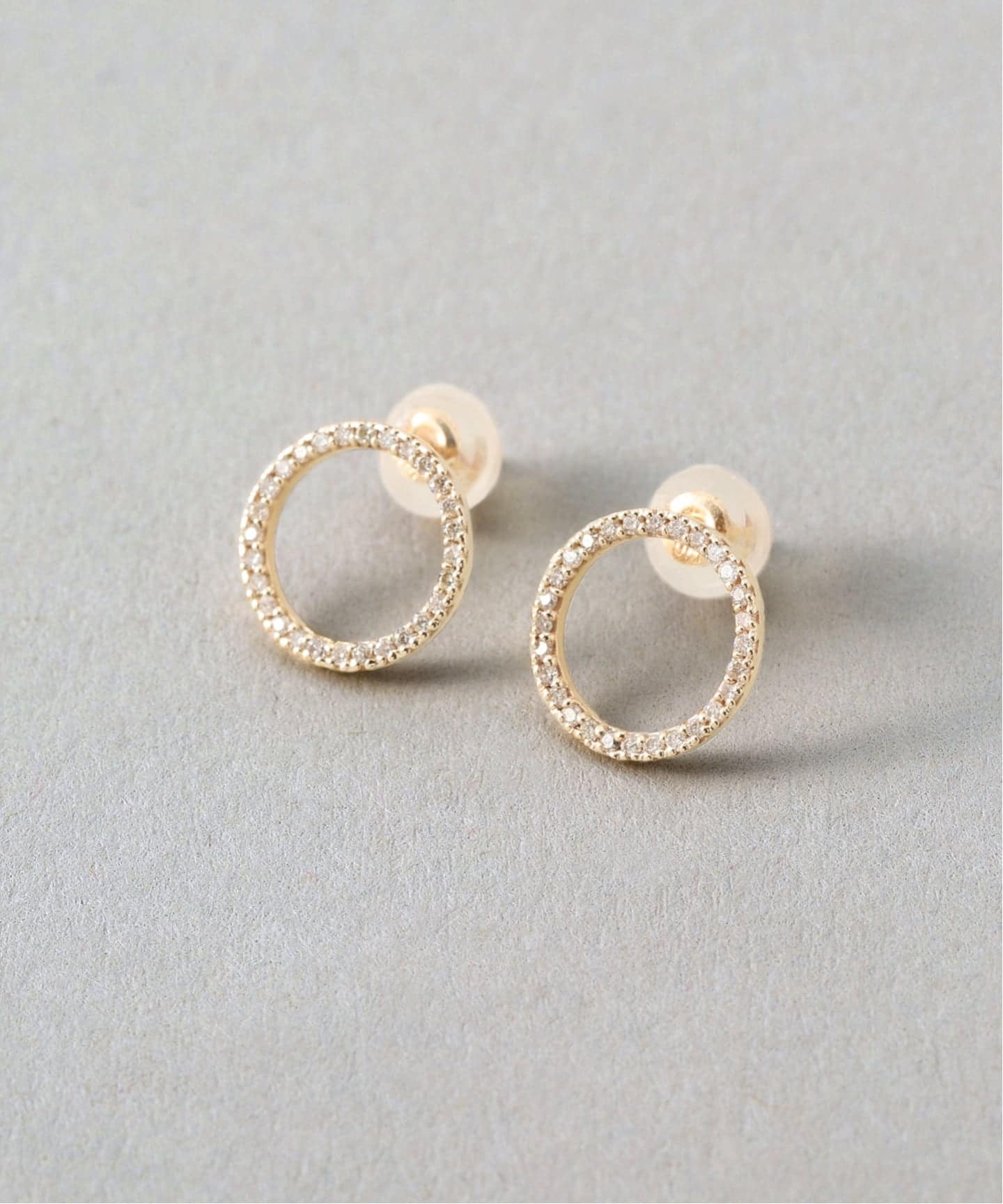 サークルダイヤピアス K10（両耳）（ピアス（両耳用））｜Lilas