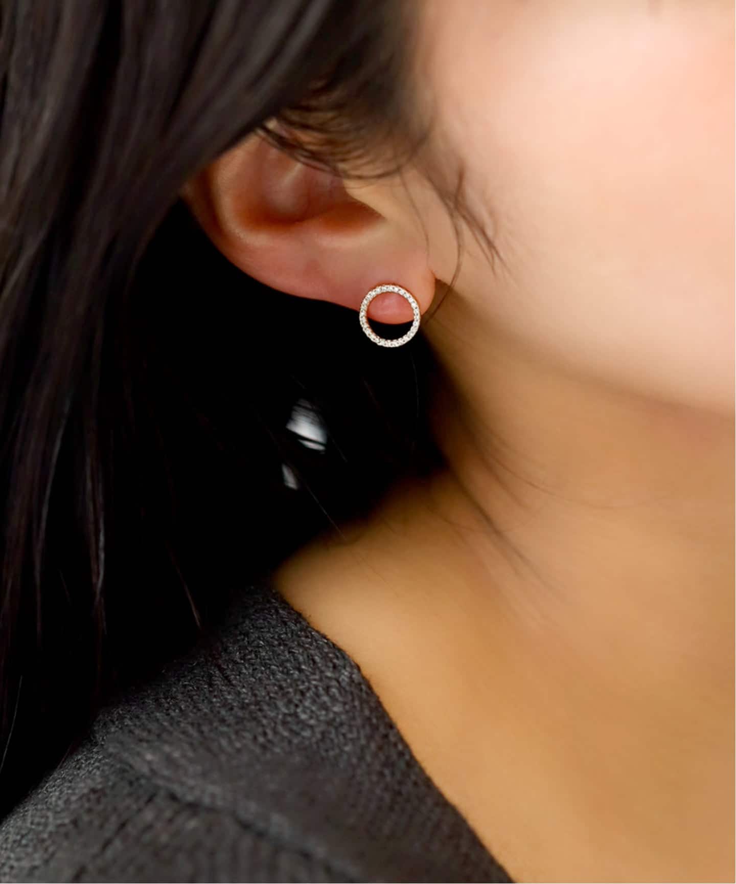 サークルダイヤピアス K10（両耳）（ピアス（両耳用））｜Lilas
