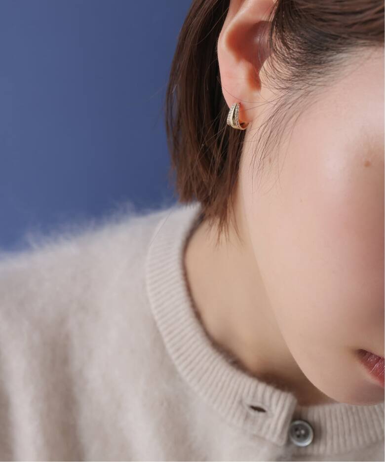 10th三日月サイドダイヤピアス K10（両耳）（ピアス（両耳用 
