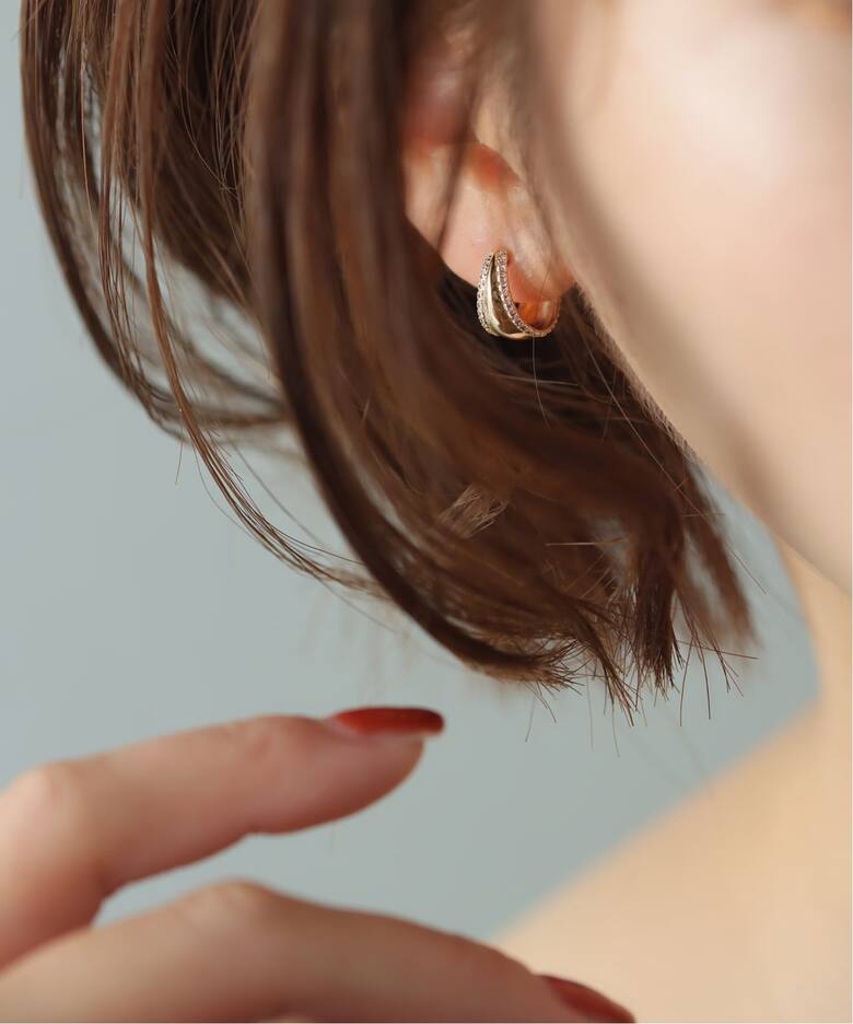 10th三日月サイドダイヤピアス K10（両耳）（ピアス（両耳用 