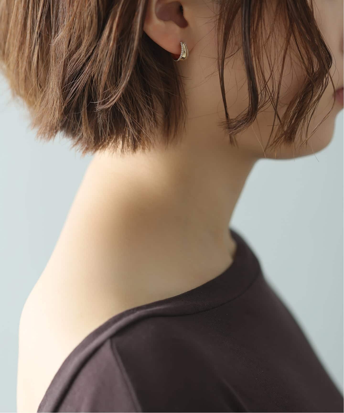 10th三日月サイドダイヤピアス K10（両耳）（ピアス（両耳用