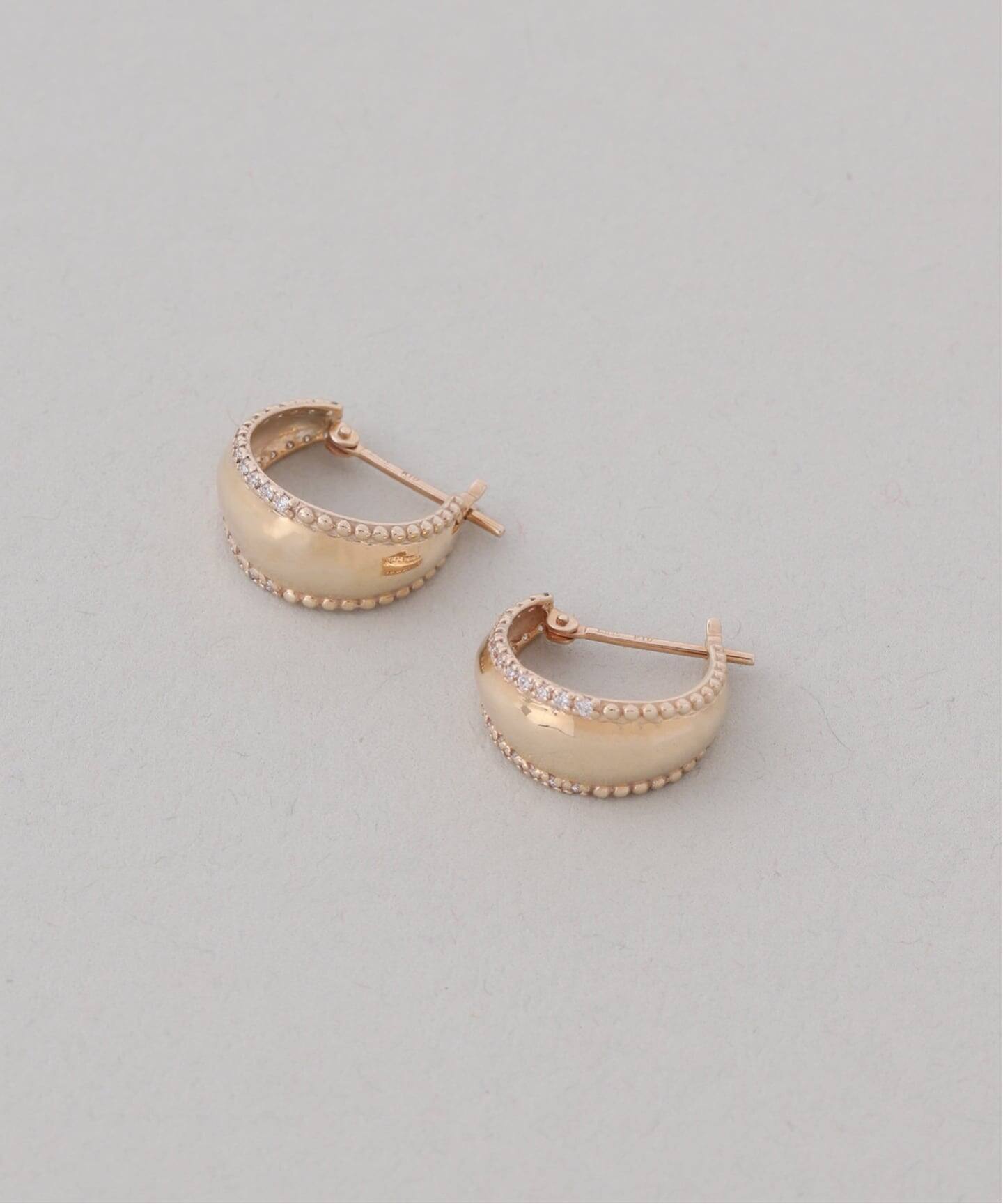 10th三日月サイドダイヤピアス K10（両耳）（ピアス（両耳用