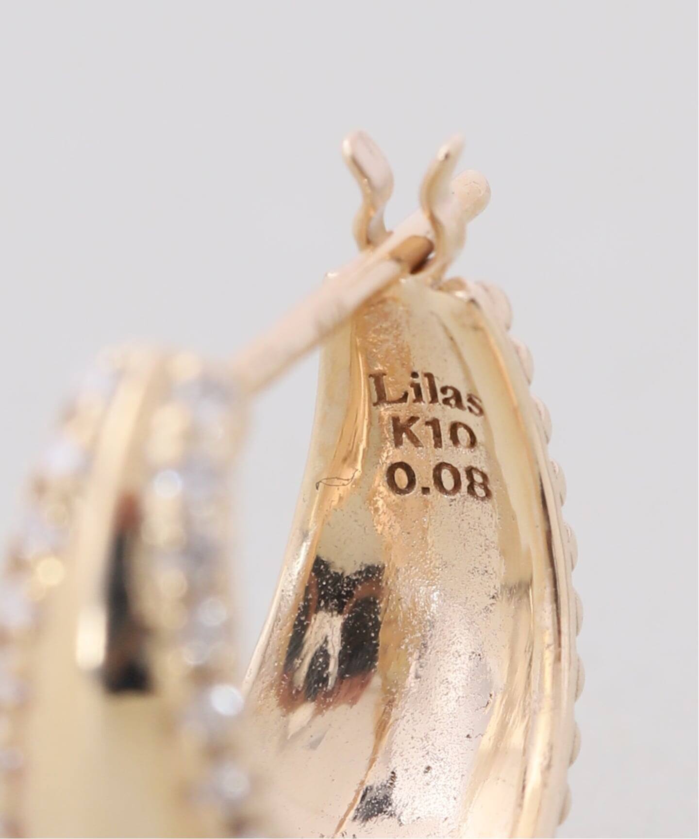 10th三日月サイドダイヤピアス K10（両耳）（ピアス（両耳用