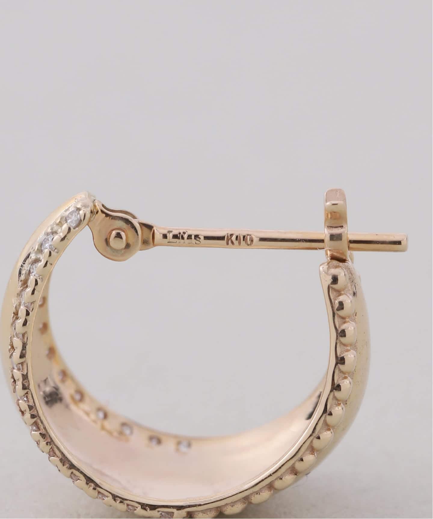 10th三日月サイドダイヤピアス K10（両耳）（ピアス（両耳用