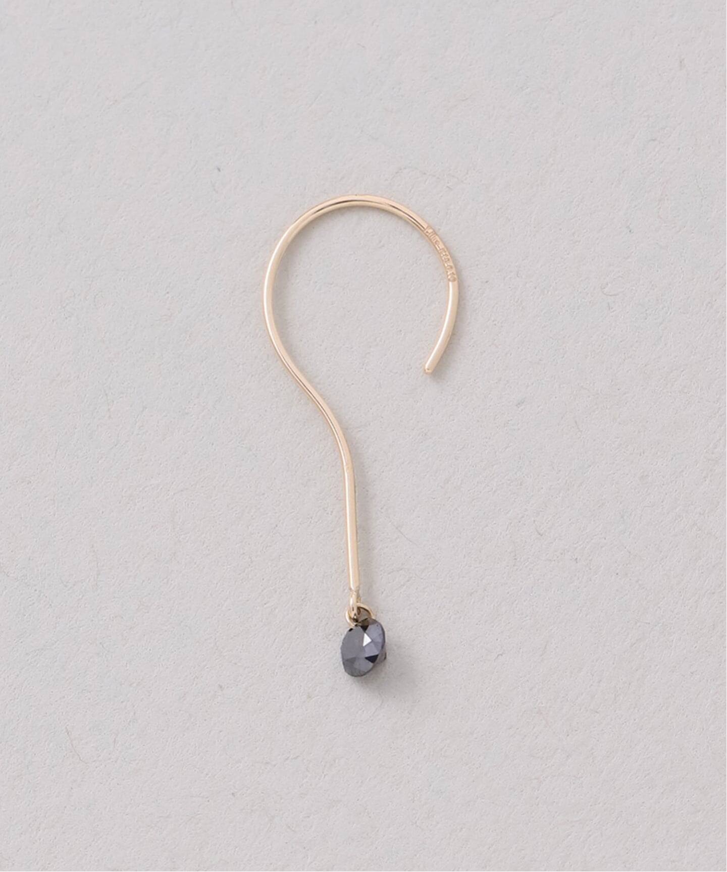 ブラックホールダイヤ1pフックピアス K18（両耳）（ピアス（両耳用