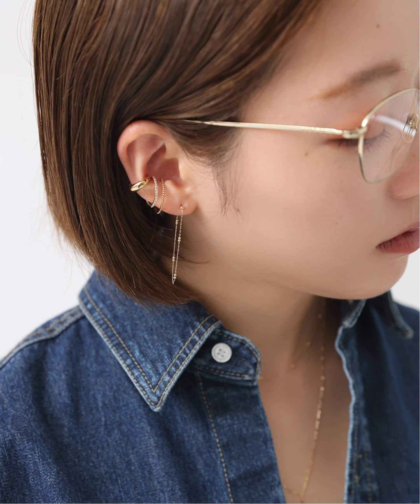 オーバルダイヤエタニティーイヤーカフ K10（片耳）（イヤーカフ